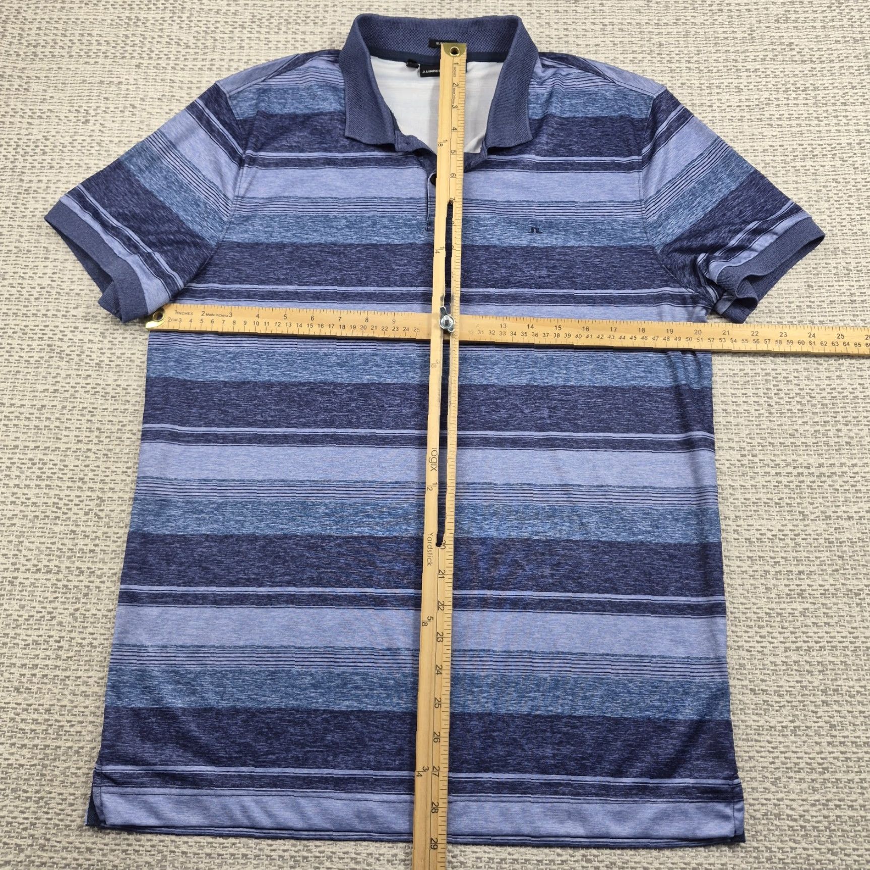 J.Lindeberg J.Lindeberg Polo Shirt Mens Large M Mason Blue Striped Tech Polo Size US L / EU 52-54 / 3 - 7 Thumbnail
