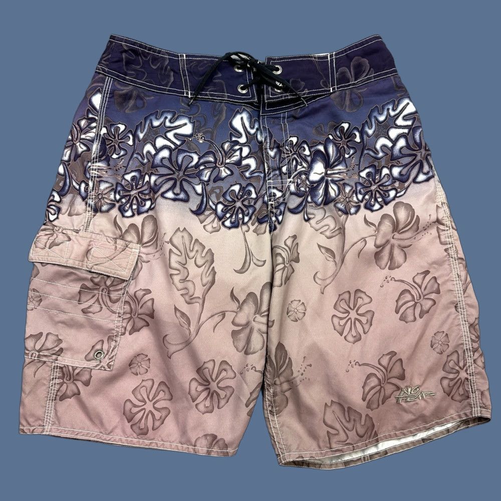 No Fear VINTAGE No Fear Board Shorts Mens 30 Purple Ombre Hawaiian Floral Cargo Y2K Size US 33 - 1 Thumbnail