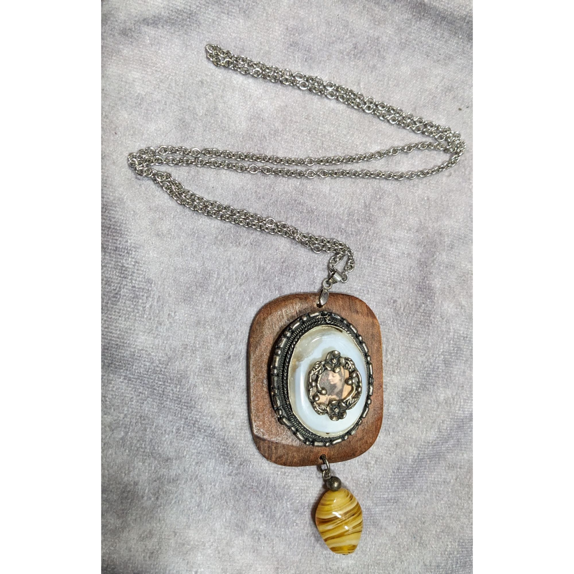 Handmade Vintage Handmade Victorian Mixed Media Pendant Necklace Size ONE SIZE - 5 Thumbnail