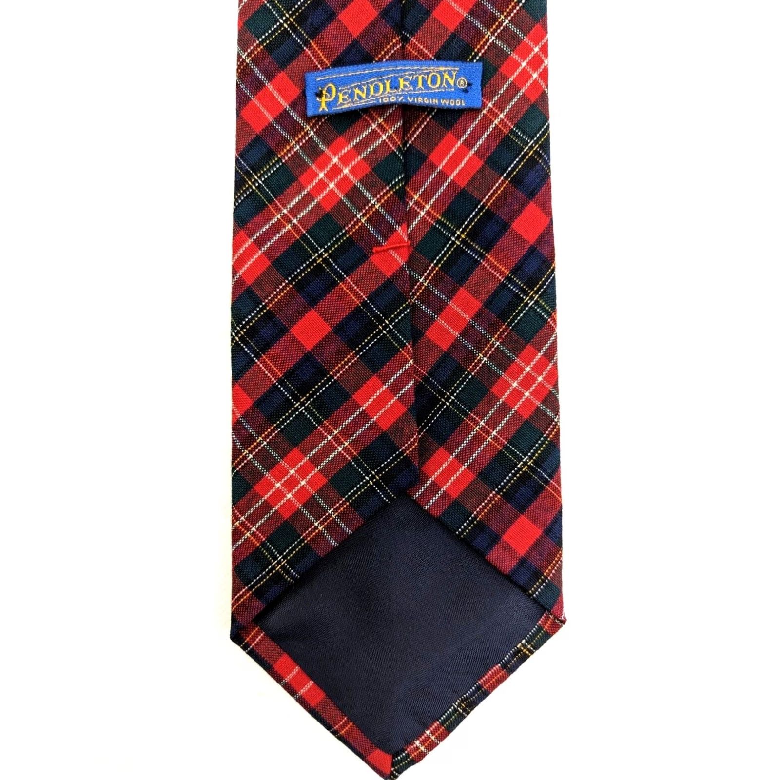 Pendleton VINTAGE Pendleton Mens Tie Plaid Virgin Wool 55" x 3.75" USA Made Necktie Classic Wool Tie Navy Red Green White Pattern: Plaids & Checks Mens Tie Size ONE SIZE - 3 Thumbnail