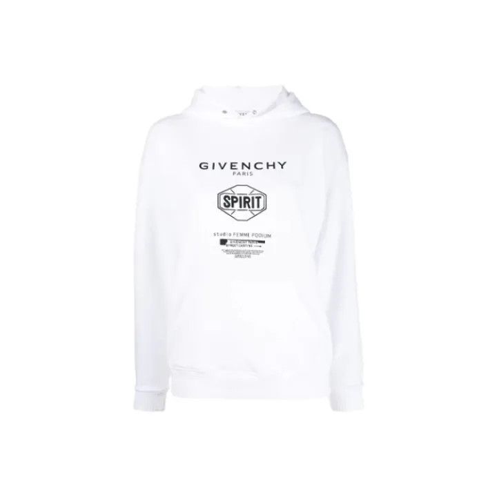 Givenchy Givenchy Spirit Printed White Hoodie for Women Size L / US 10 / IT 46 - 1 Thumbnail