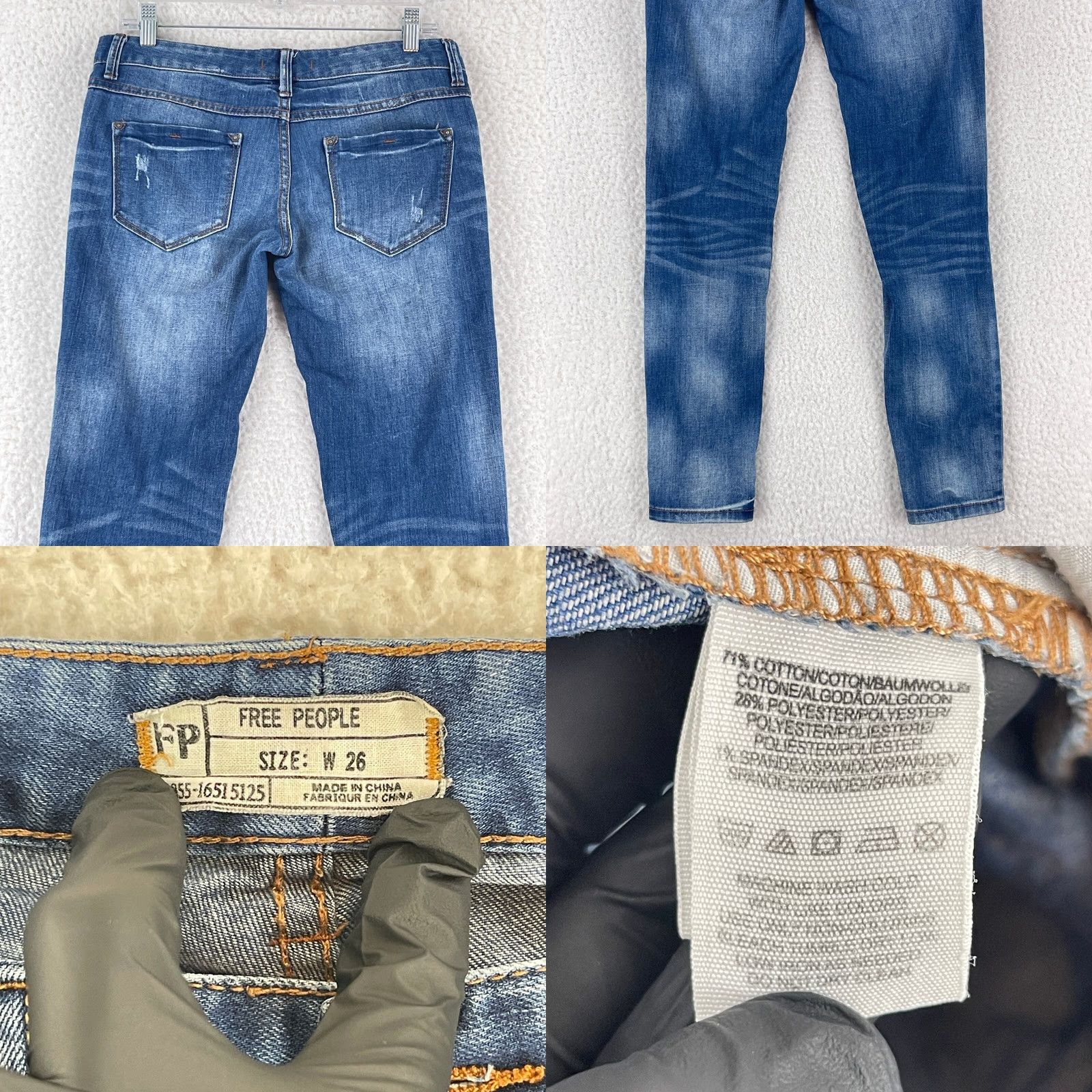 Free People Free People Jeans Womens 26 Blue Denim Low Rise Skinny Distressed Casual Jeans Size 26" / US 2 / IT 38 - 9 Thumbnail
