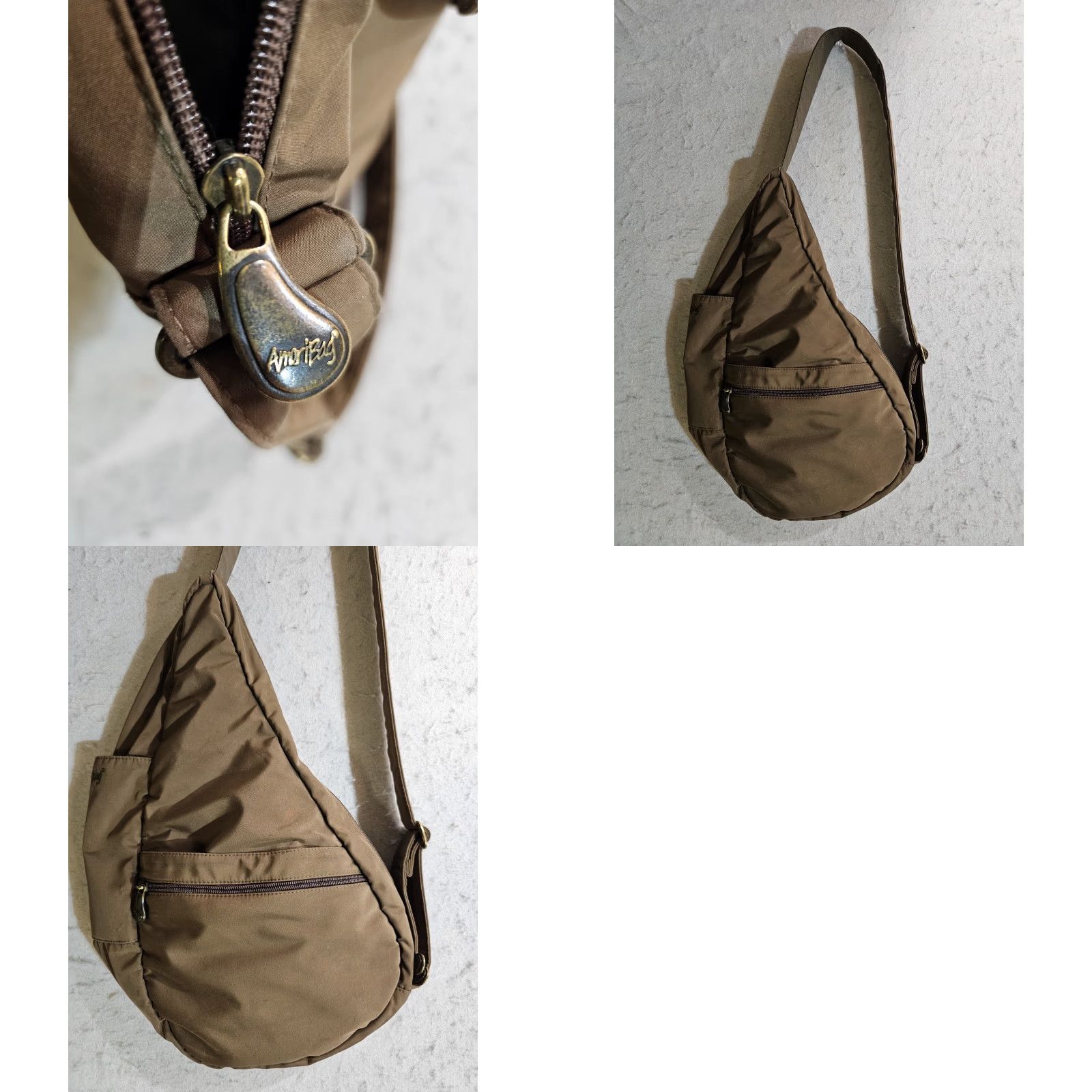 Vintage VINTAGE AmeriBag Healthy Brown Green Nylon Sling Bag Multiple Pockets Adjustable Size ONE SIZE - 9 Thumbnail