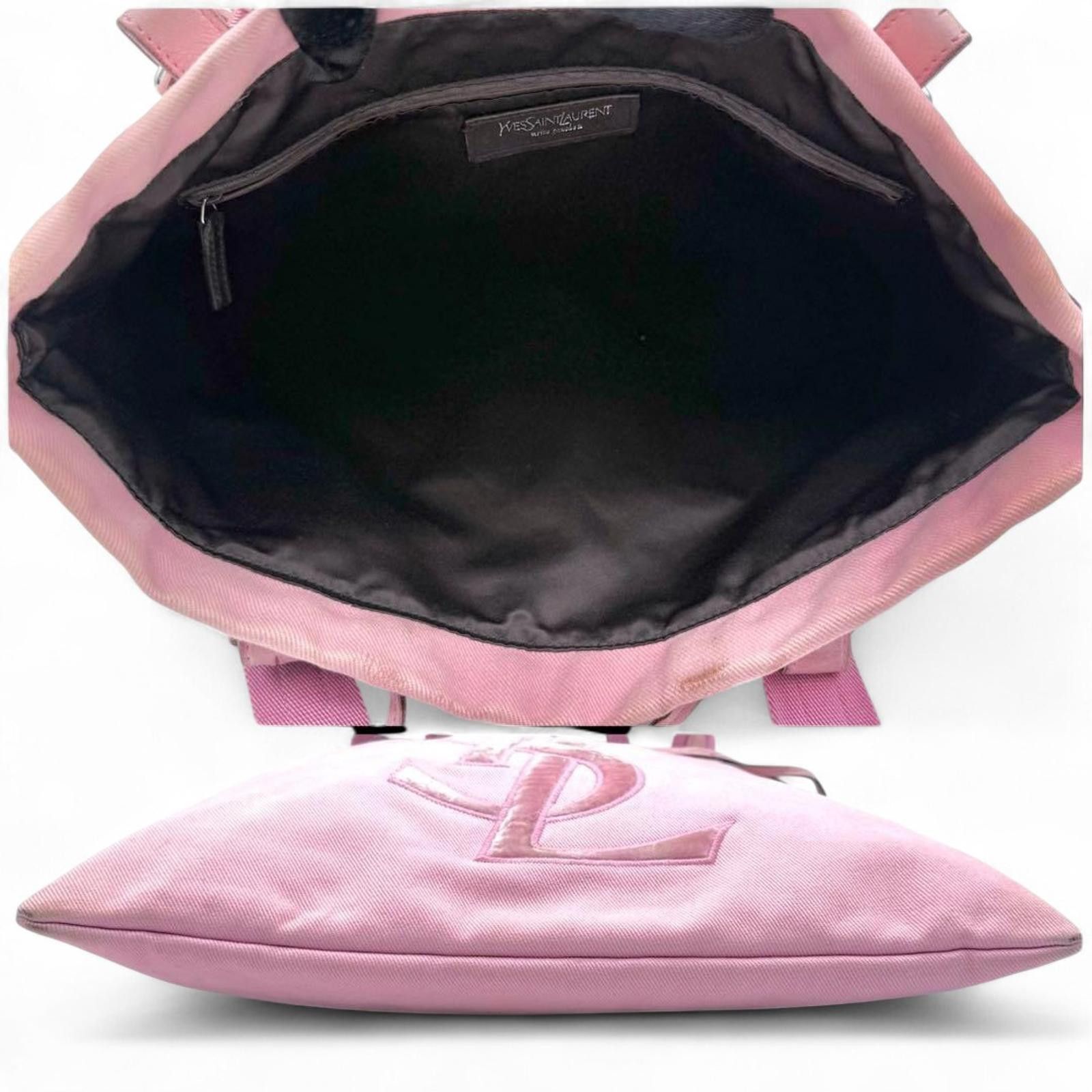 Yves Saint Laurent Saint Laurent - Pink Canvas Tote Bag Leather Trim Size ONE SIZE - 6 Thumbnail