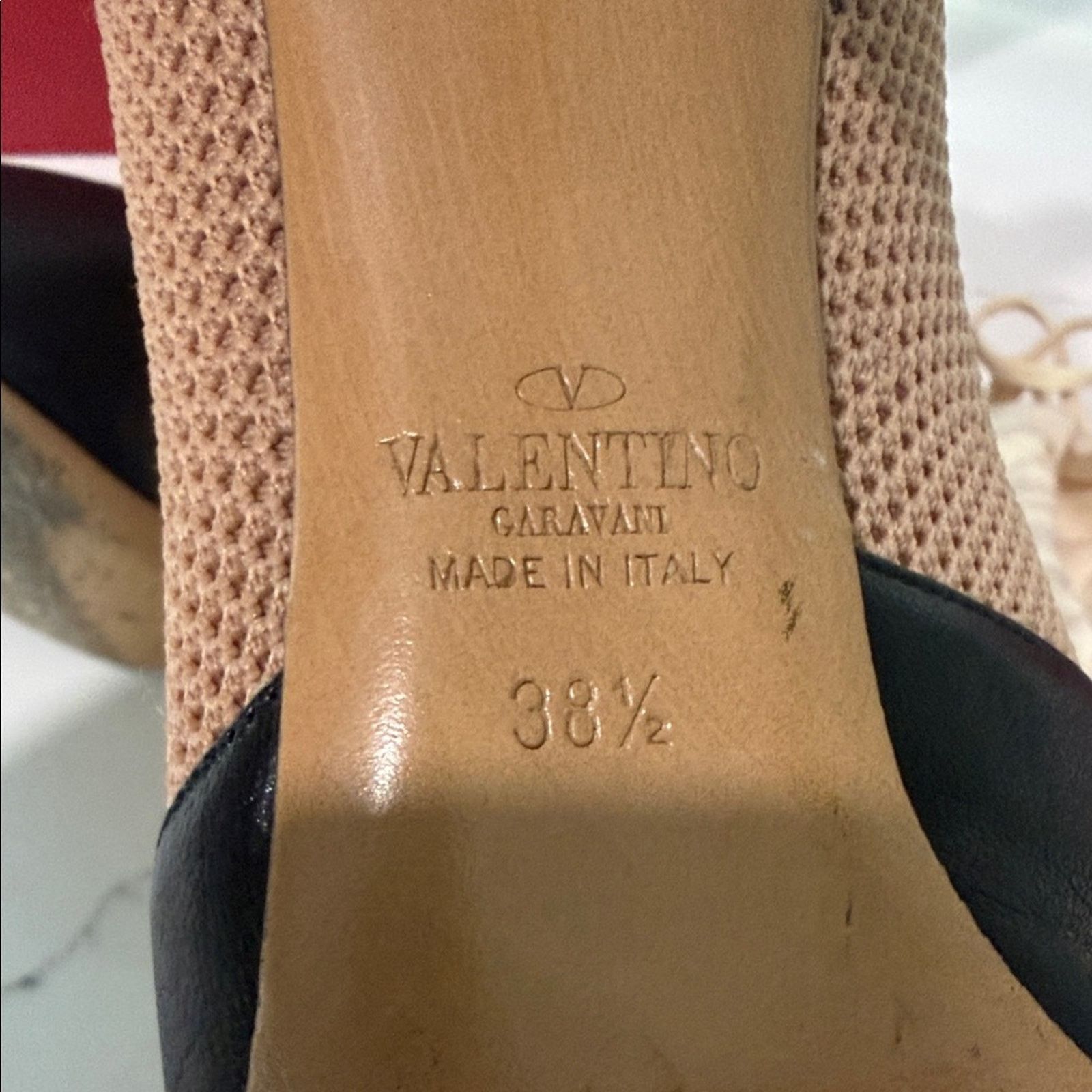 Valentino Valentino Garavani Beige Mesh Black Leather Studded Bootie Size US 8.5 / IT 38.5 - 16 Thumbnail