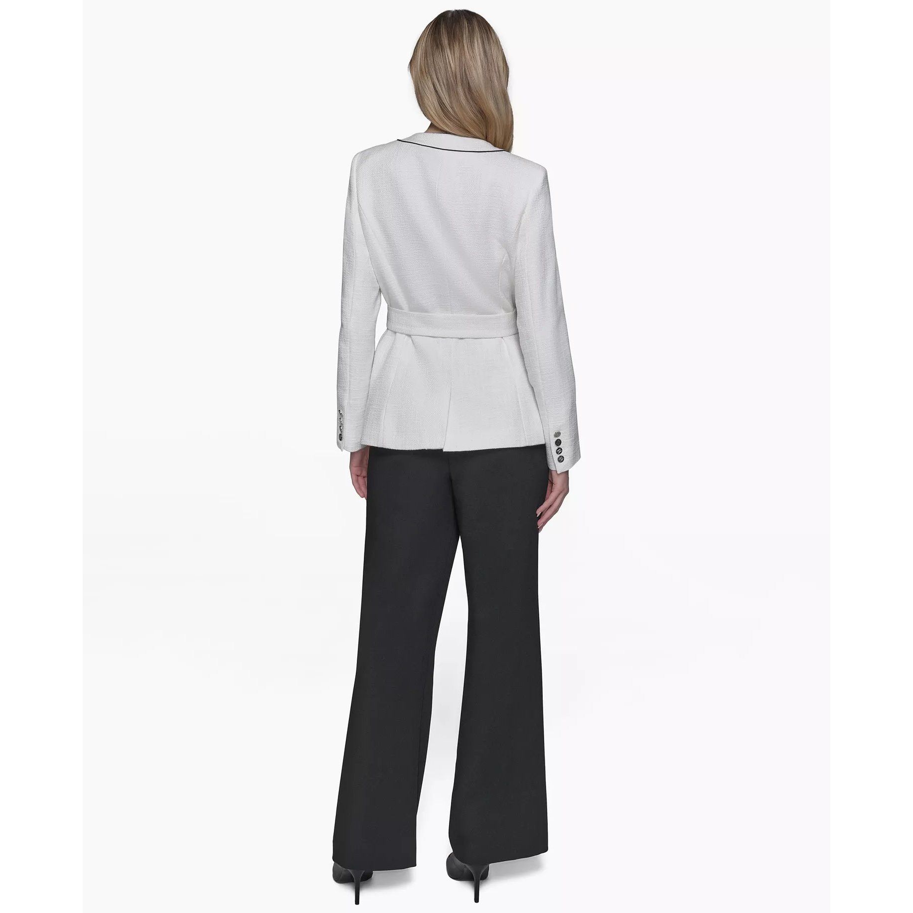 Karl Lagerfeld KARL LAGERFELD PARIS Womens Belted Contrast Tweed Jacket Size M / US 6-8 / IT 42-44 - 2 Thumbnail