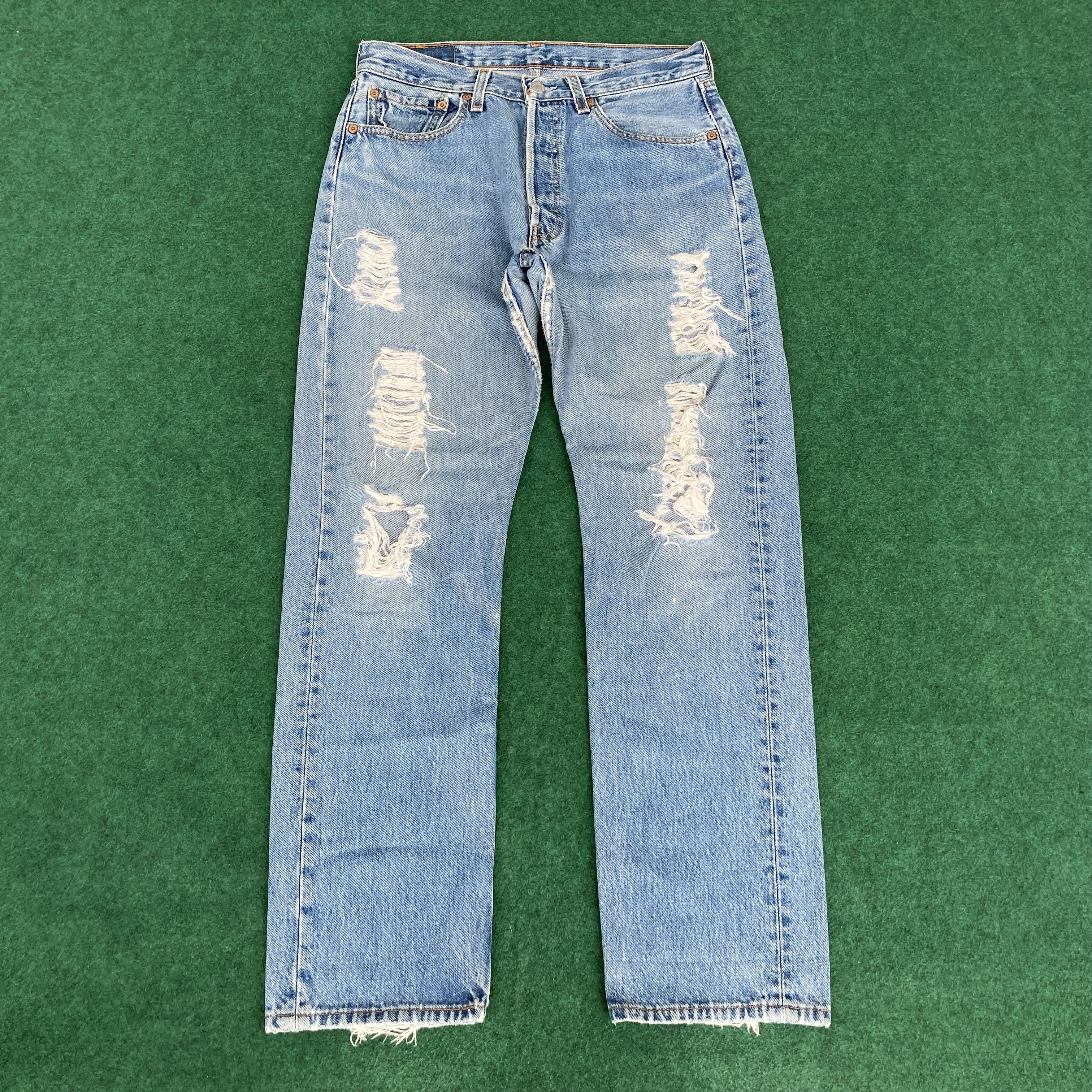 Levi's × Vintage Vtg Levis 501 Distressed Destroy Ripped Women Jeans Size 30" / US 8 / IT 44 - 1 Thumbnail