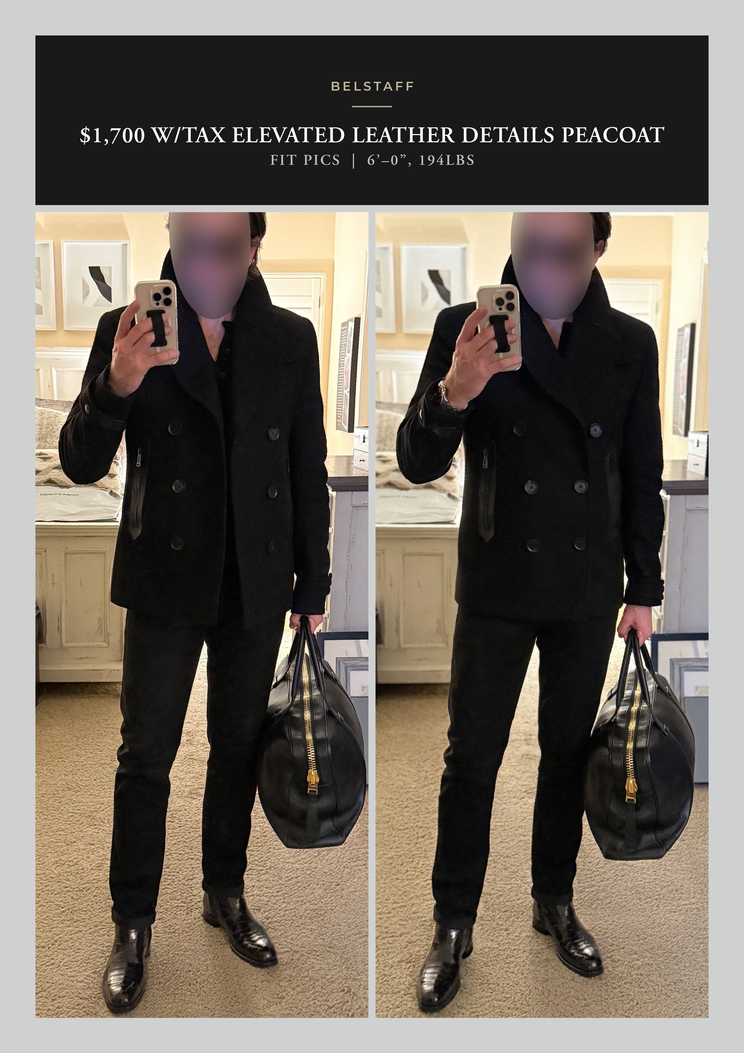 Belstaff Coveted, Badass $1,700 w/tax Leather Accents Peacoat Size US M / EU 48-50 / 2 - 1 Thumbnail