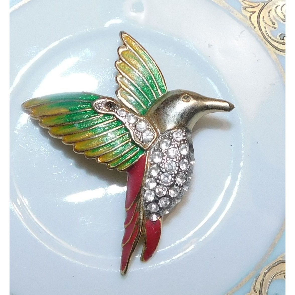 Other Vintage Humming Bird Brooch With Rhinestones And Enamel Size ONE SIZE - 1 Thumbnail