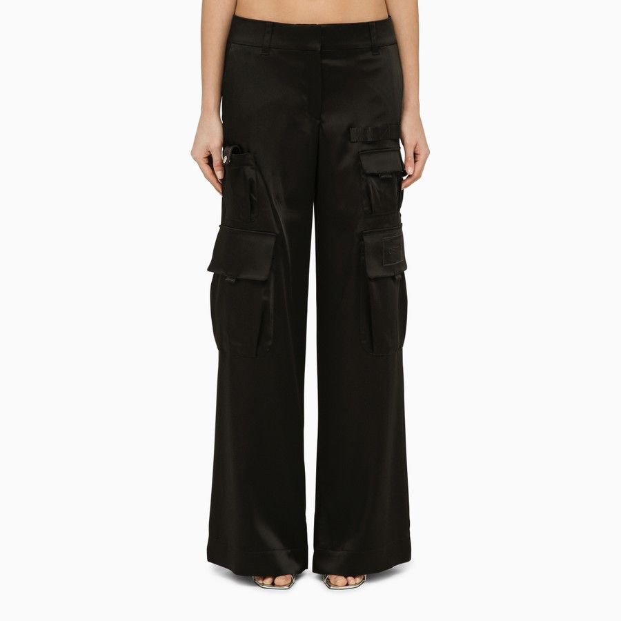 Off-White o1d2blof0924 Toybox Satin Cargo Trousers in Black Size 26" / US 2 / IT 38 - 1 Thumbnail