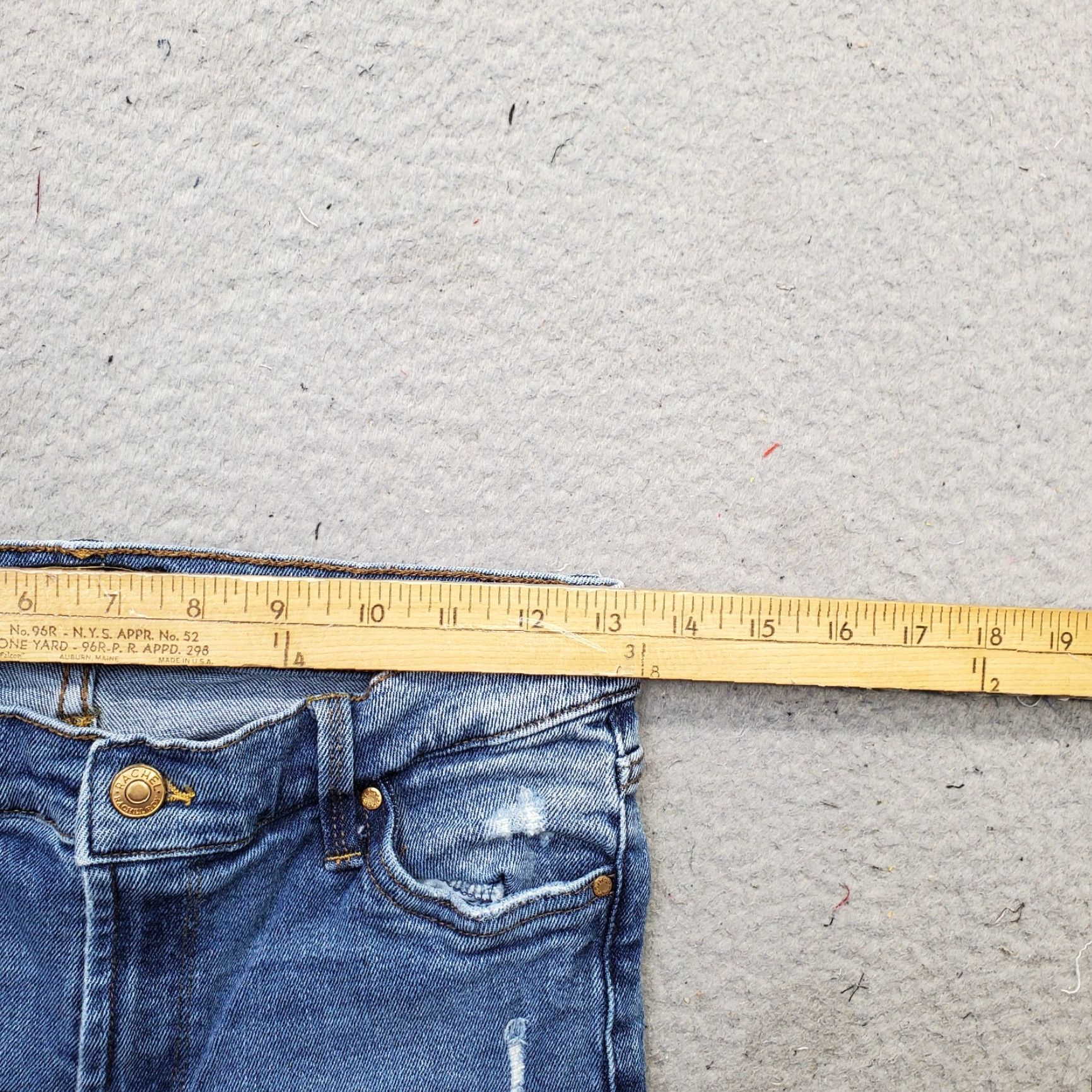 Vintage Rachel Roy Jeans Women's 6/28 Blue Denim Stretch Boho High Waisted Denim Jeans Distressed 5-Pocket Regular Fit Womens Size 6Blue Size 28" / US 6 / IT 42 - 6 Thumbnail