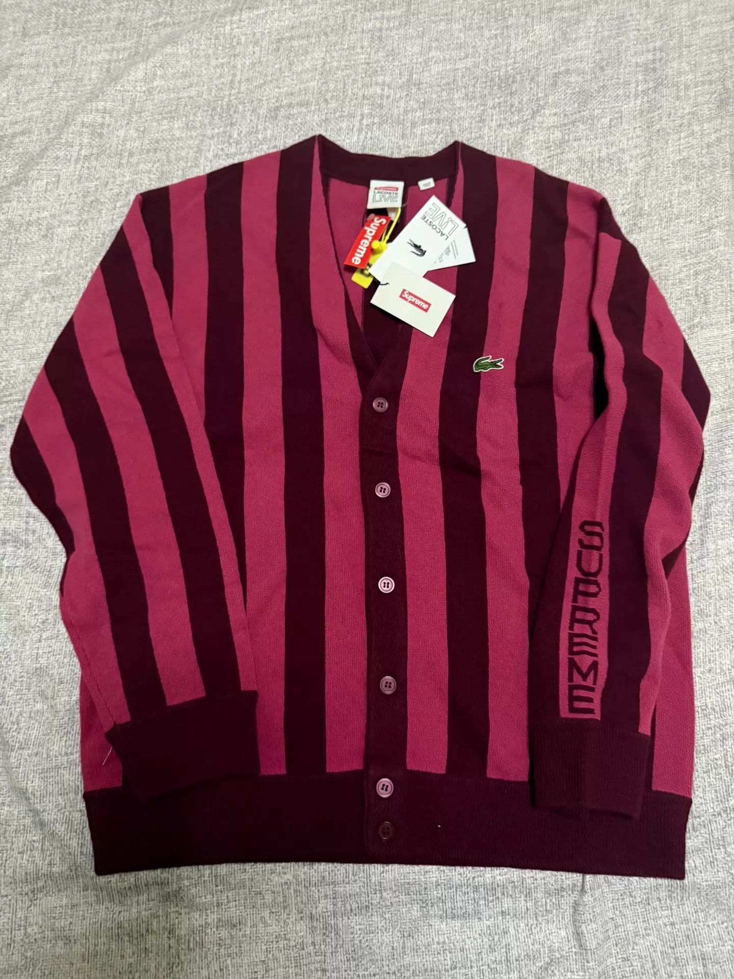 Lacoste Lacoste burgundy wool cardigan L new with tags Size L / US 10 / IT 46 - 1 Thumbnail