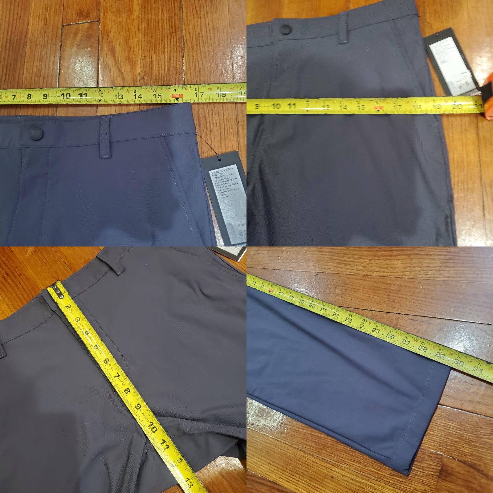 Rhone Rhone Commuter Pants Slim Chino 33x33 Blue Mens Zip Pocket Flex-Knit Tech Tapered Front Size US 33 - 9 Thumbnail