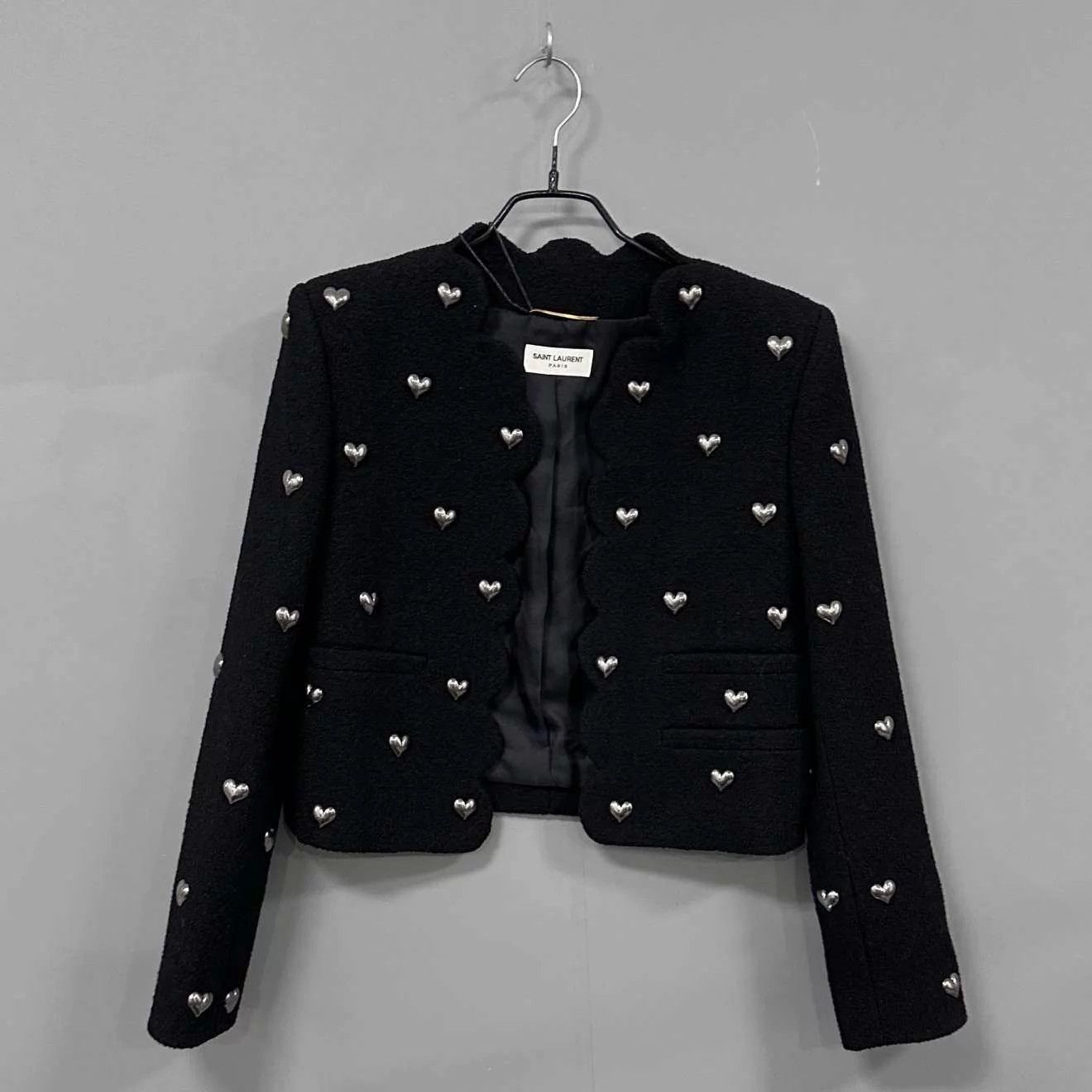 Saint Laurent Paris Saint Laurent Women's Silver Heart Button Tweed Jacket 40 Size S / US 4 / IT 40 - 1 Thumbnail
