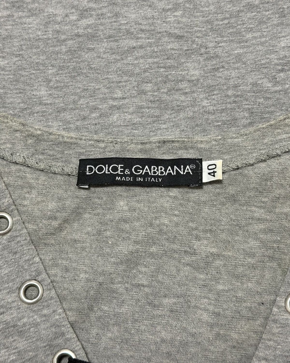 Dolce & Gabbana DOLCE&GABBANA S/S 2003 Plunging Lace-Up Logo Print T-Shirt Size M / US 6-8 / IT 42-44 - 5 Thumbnail