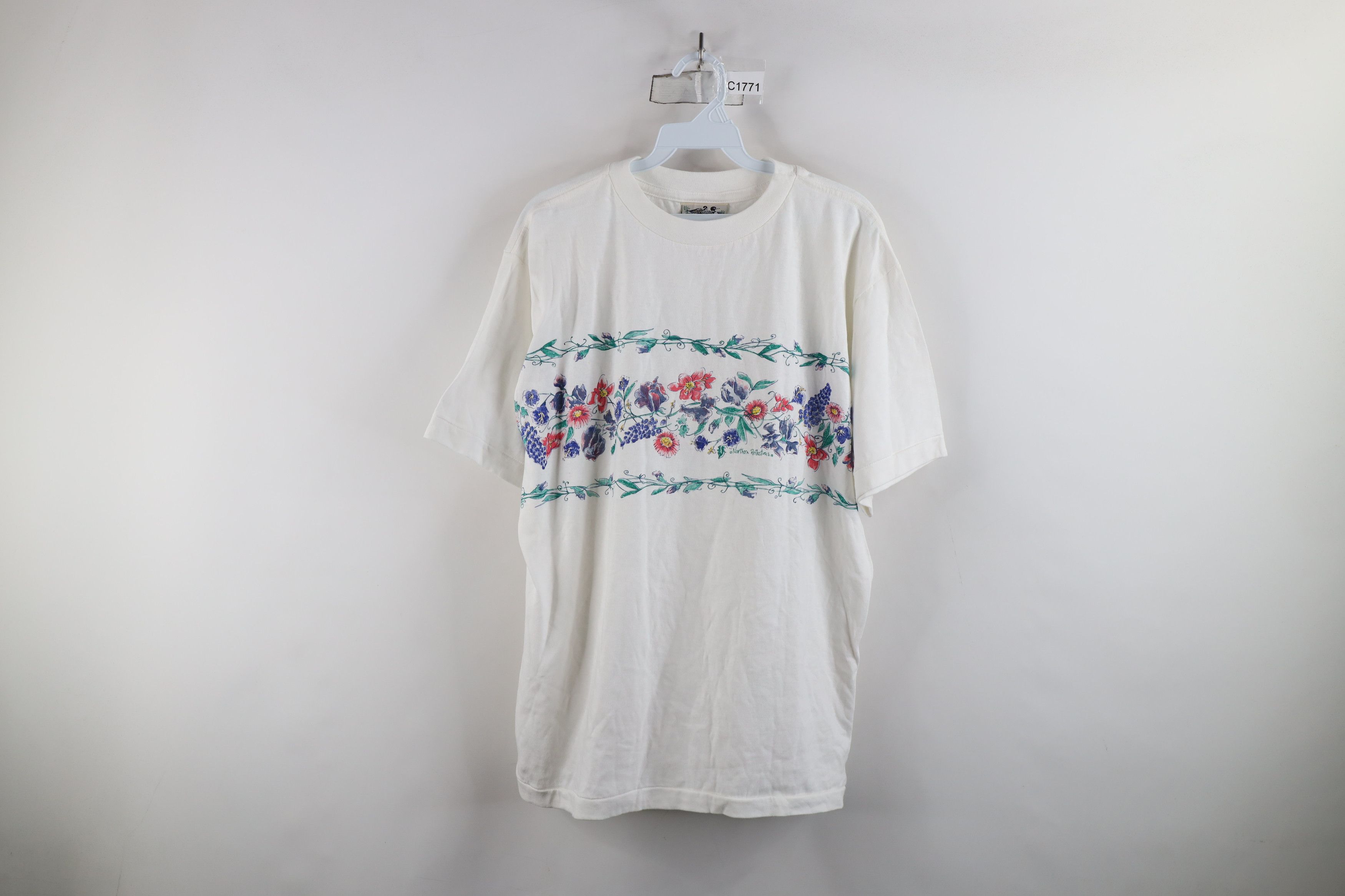 Vintage Vintage 90s Streetwear Floral Nature Short Sleeve T-Shirt Size M / US 6-8 / IT 42-44 - 1 Thumbnail