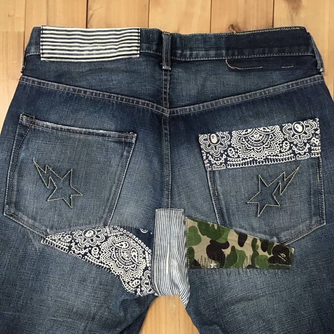Bape × Nigo BAPE camo DAMAGE DENIM PANTS a bathing ape NIGO ★size M Size US 32 / EU 48 - 4 Thumbnail
