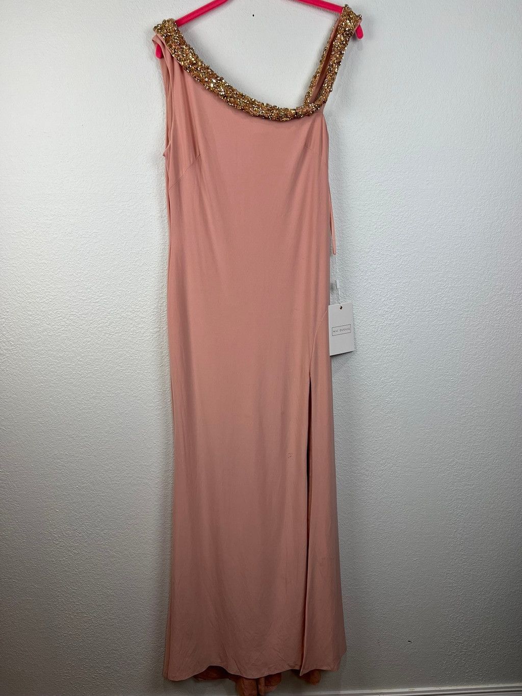 Mac Duggal Mac Duggal Pink Beaded Drop Shoulder Jersey Gown,8 Size M / US 6-8 / IT 42-44 - 4 Thumbnail
