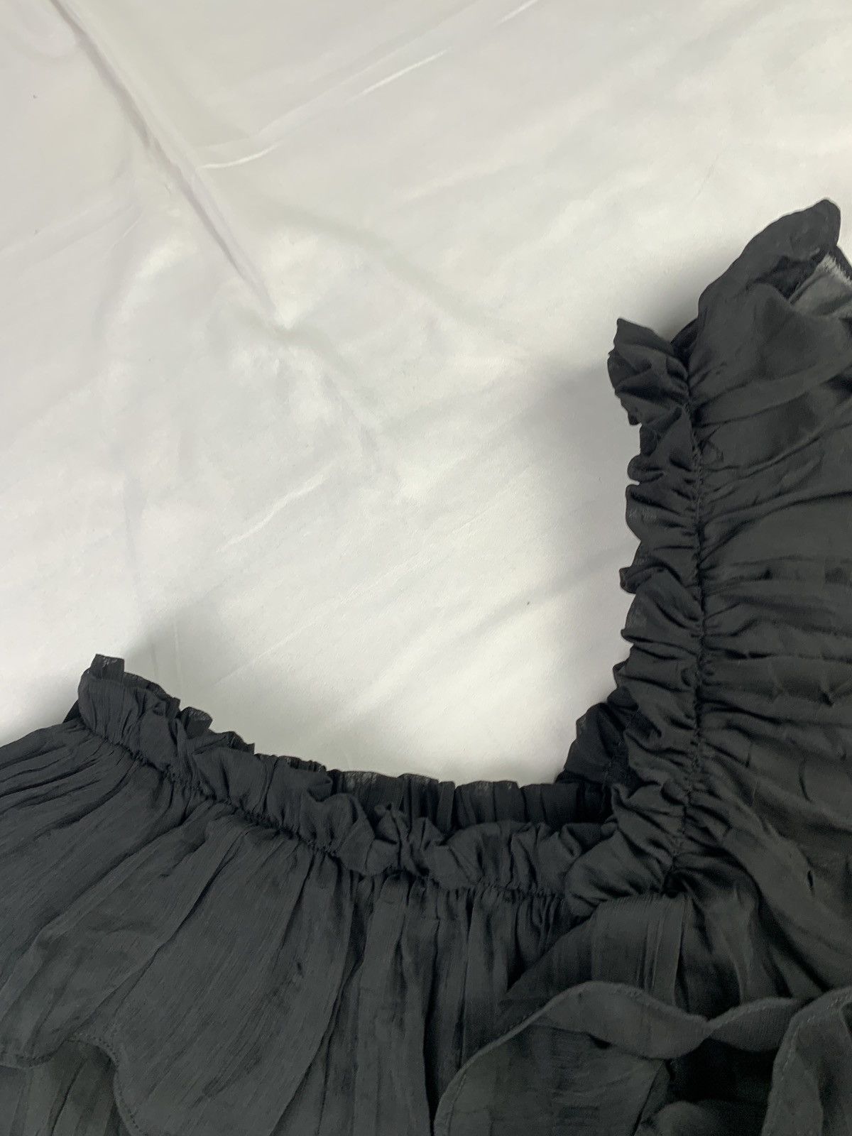 Japanese Brand Just CC Japan Black Ruffle Pleated Mesh Blouse Top Size M / US 6-8 / IT 42-44 - 8 Thumbnail