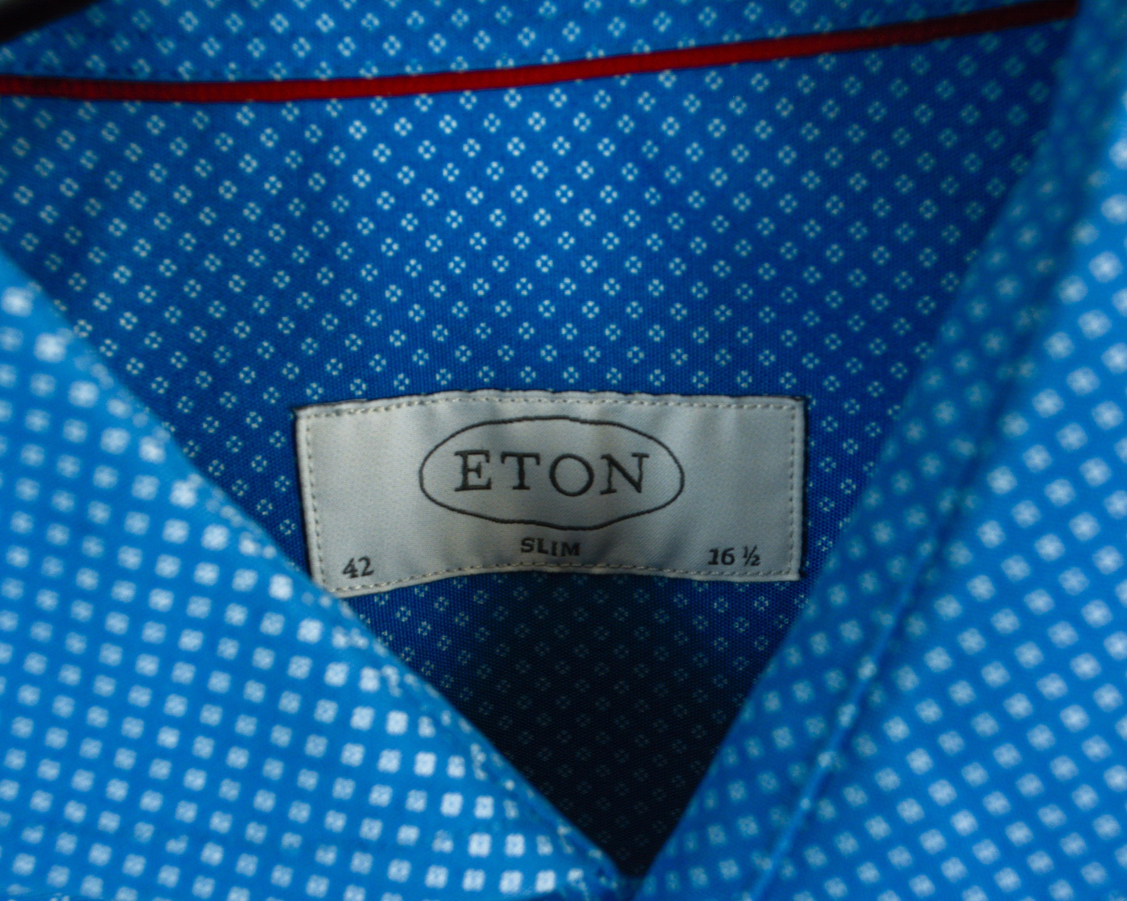 Eton 16 1/2" Size 42 Single Cuff Casual Shirt Slim Fit Formal Top Size 42R - 3 Thumbnail