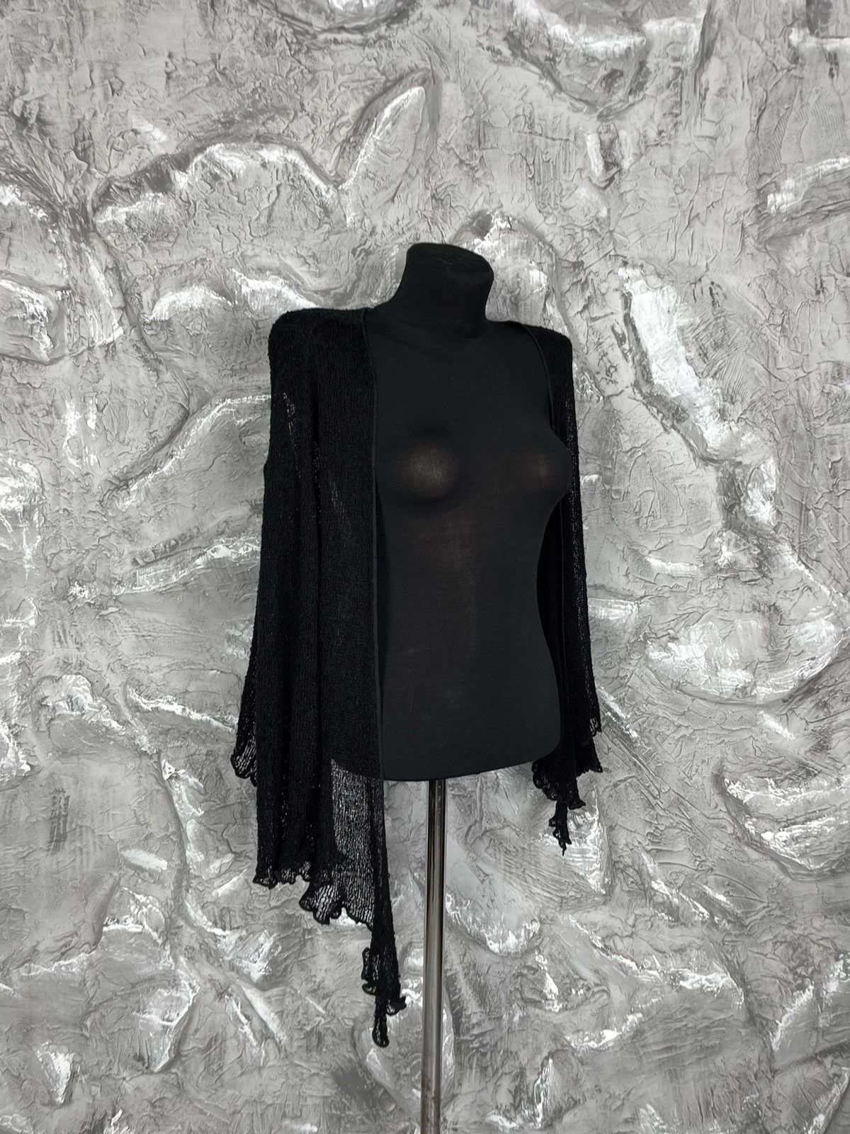 Japanese Brand Y2K Gothic Elegant Open Knit Mesh Cape Cardigan Size M / US 6-8 / IT 42-44 - 3 Thumbnail