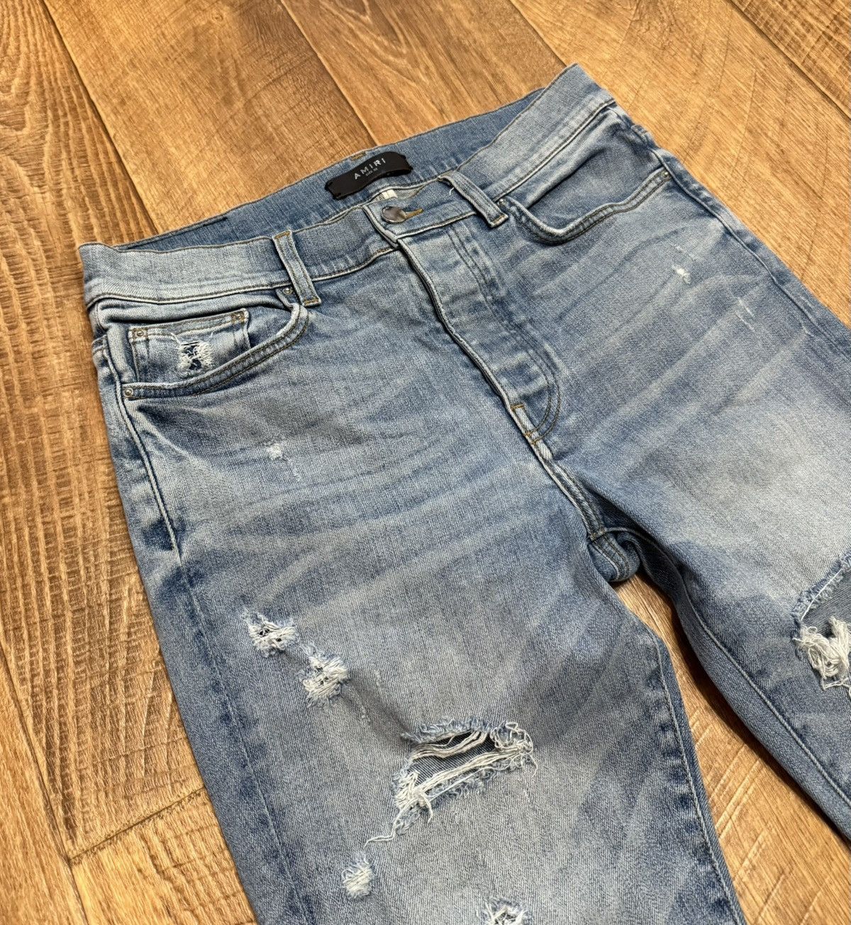 Amiri Amiri Ripped Light Blue Jeans Denim Pants Size US 32 / EU 48 - 4 Thumbnail