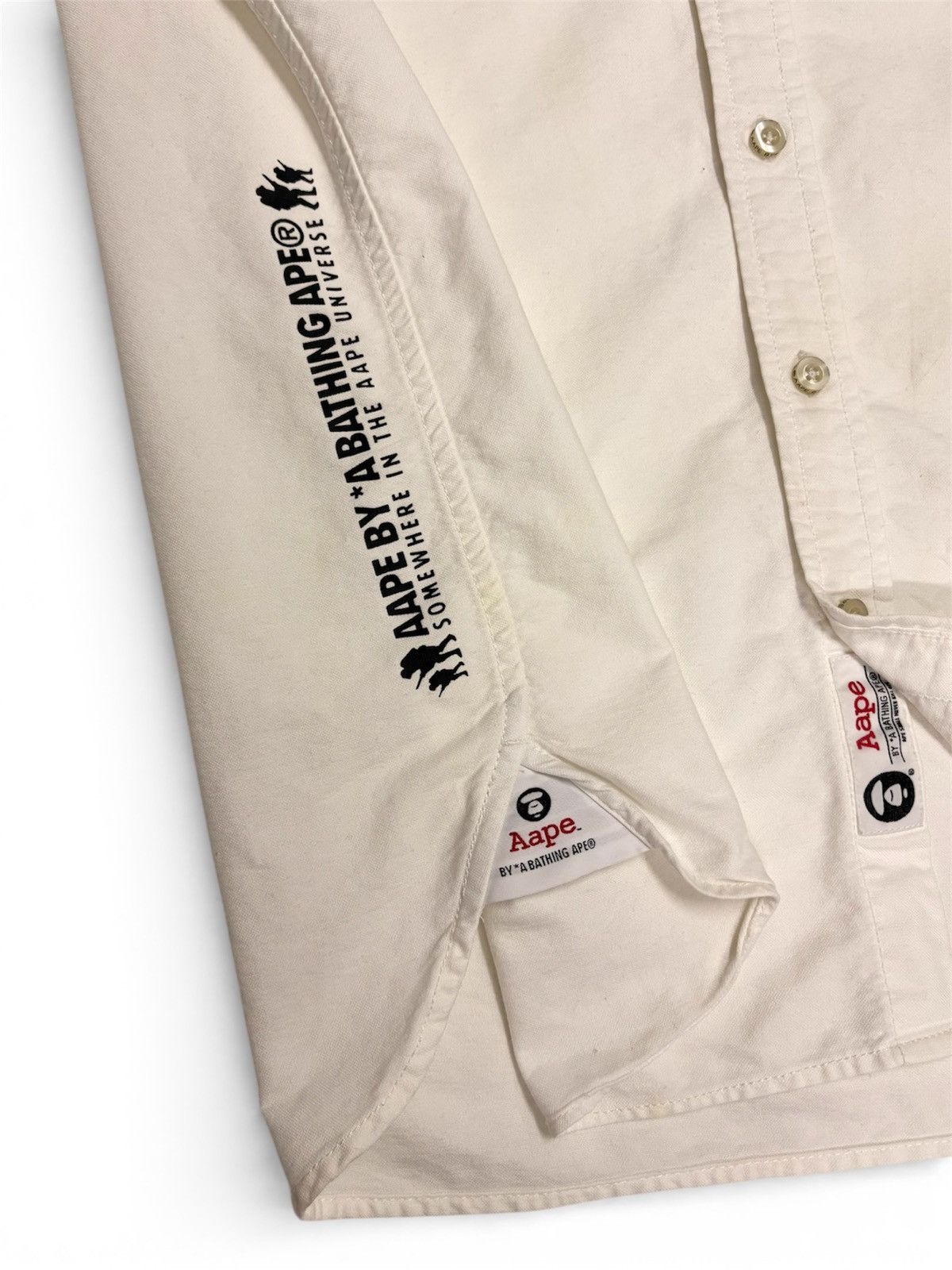 Aape BAPE Camo Logo Oxford Button-Up Shirt (White) Size US L / EU 52-54 / 3 - 5 Thumbnail