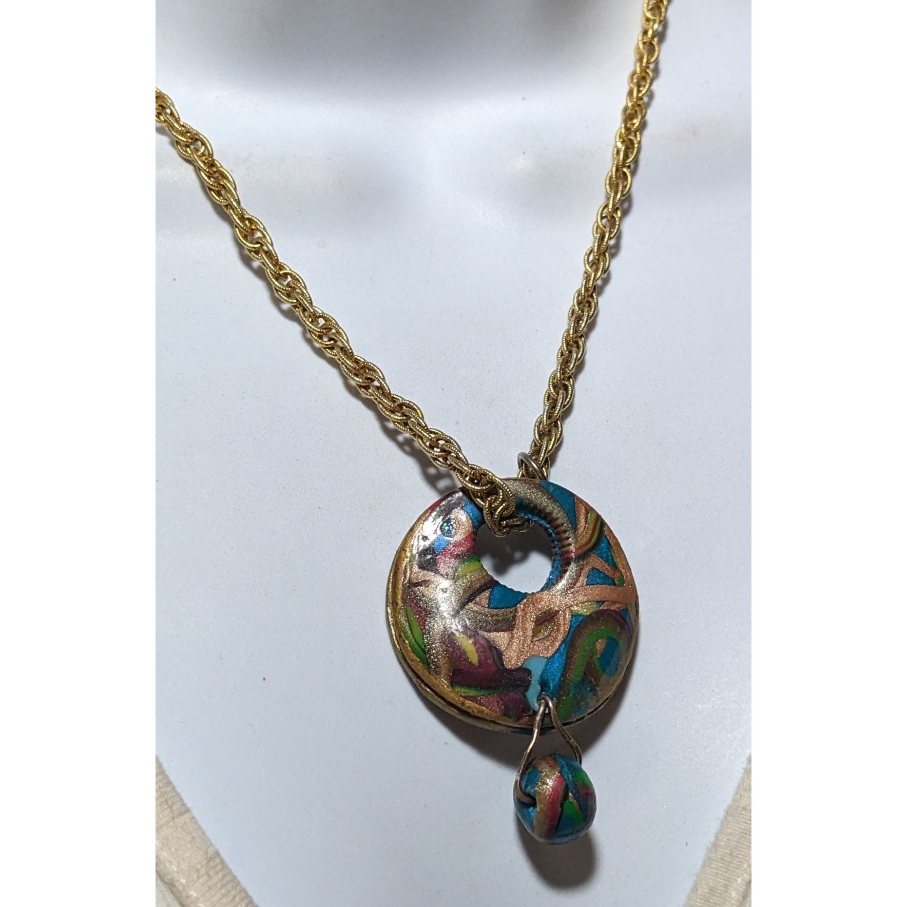 Other Handmade Abstract Rainbow Squiggle Pendant Necklace Size ONE SIZE - 7 Thumbnail