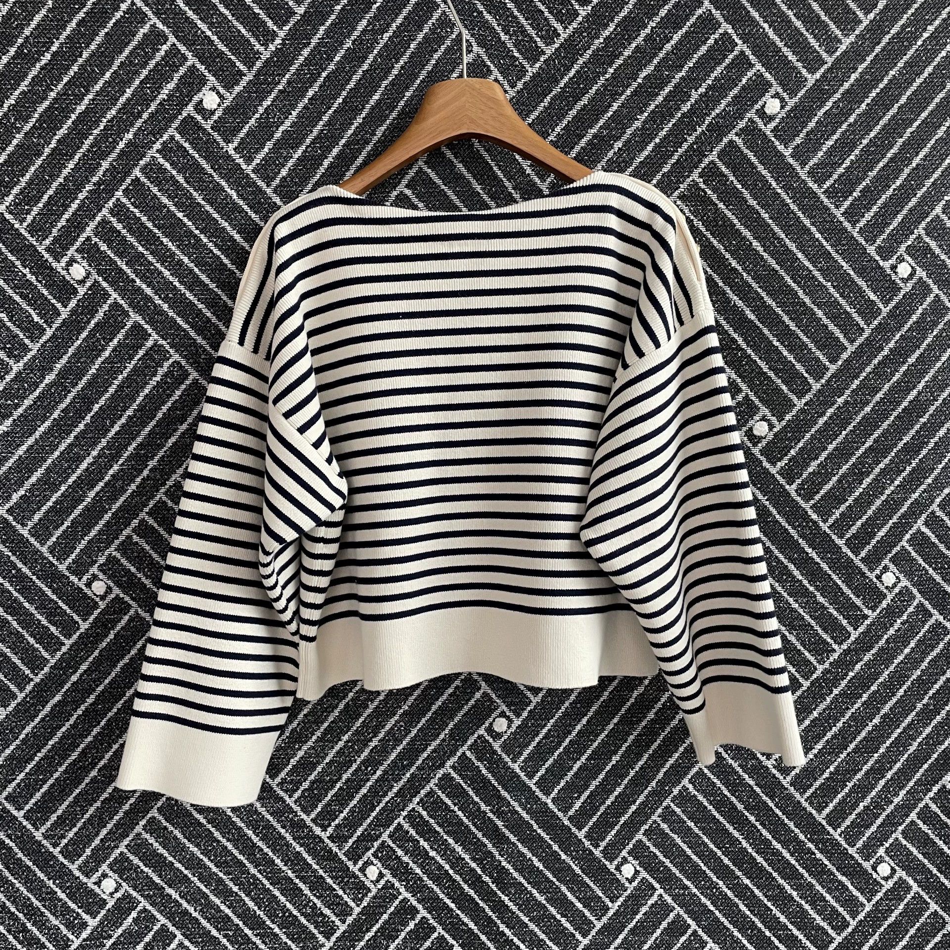 Celine CELINE striped crew short long knit w navy M Size M / US 6-8 / IT 42-44 - 2 Thumbnail