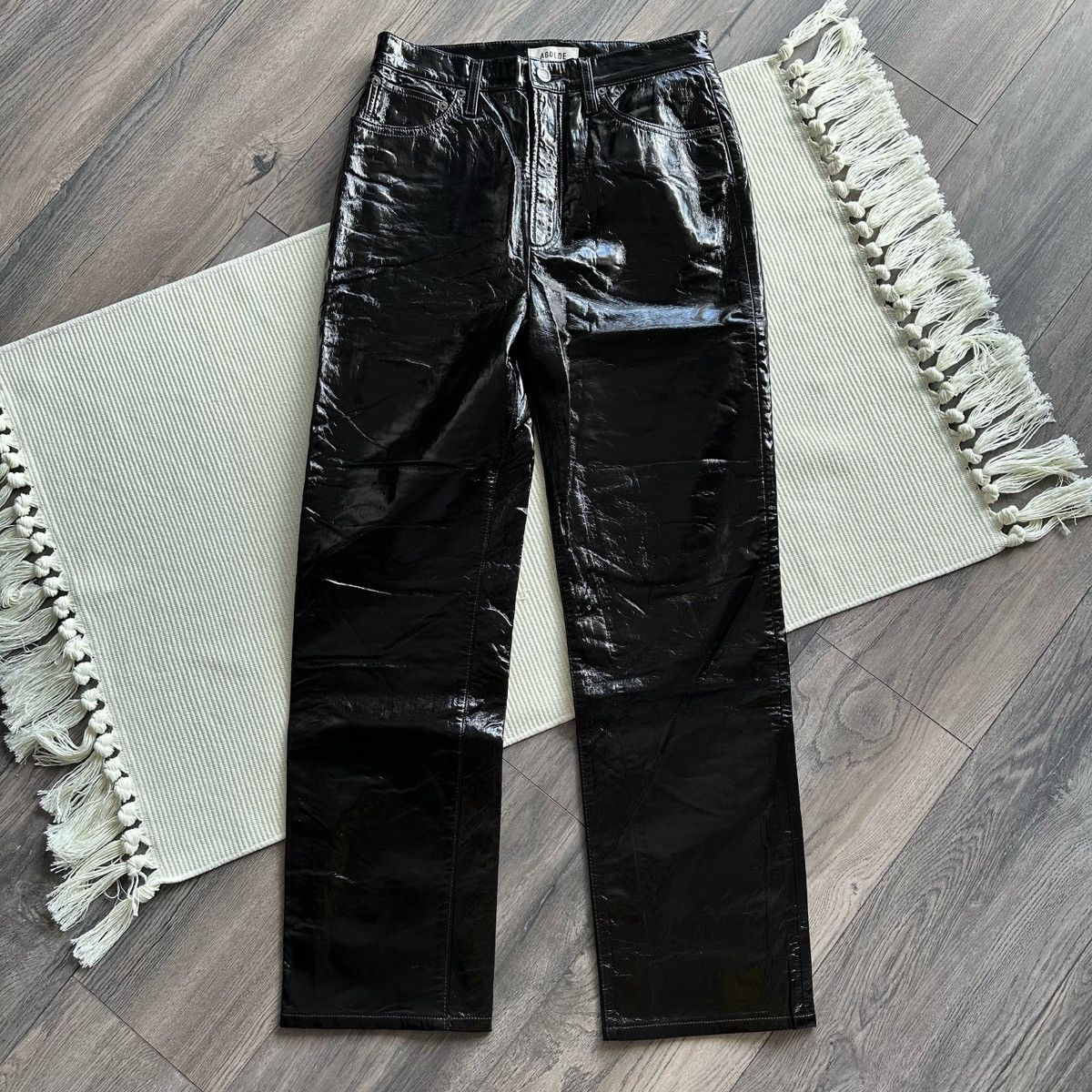 Agolde AGOLDE ‘90s Pinch Black Patent Recycled Leather Pants Size 28" / US 6 / IT 42 - 1 Thumbnail