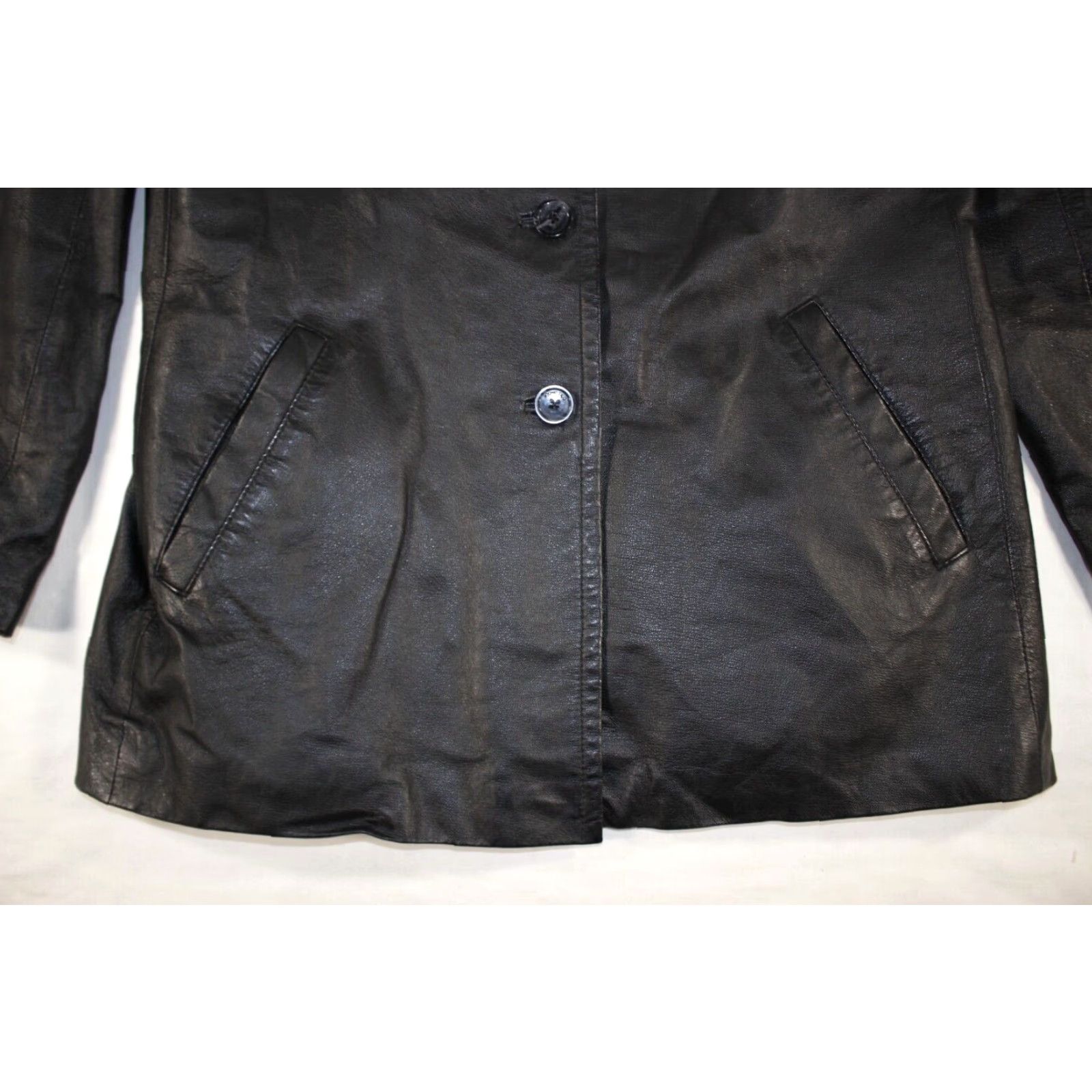 Vintage Colebrook & Co. Leather Coat Jacket Women's M Black Collared Lined Size M / US 6-8 / IT 42-44 - 2 Thumbnail