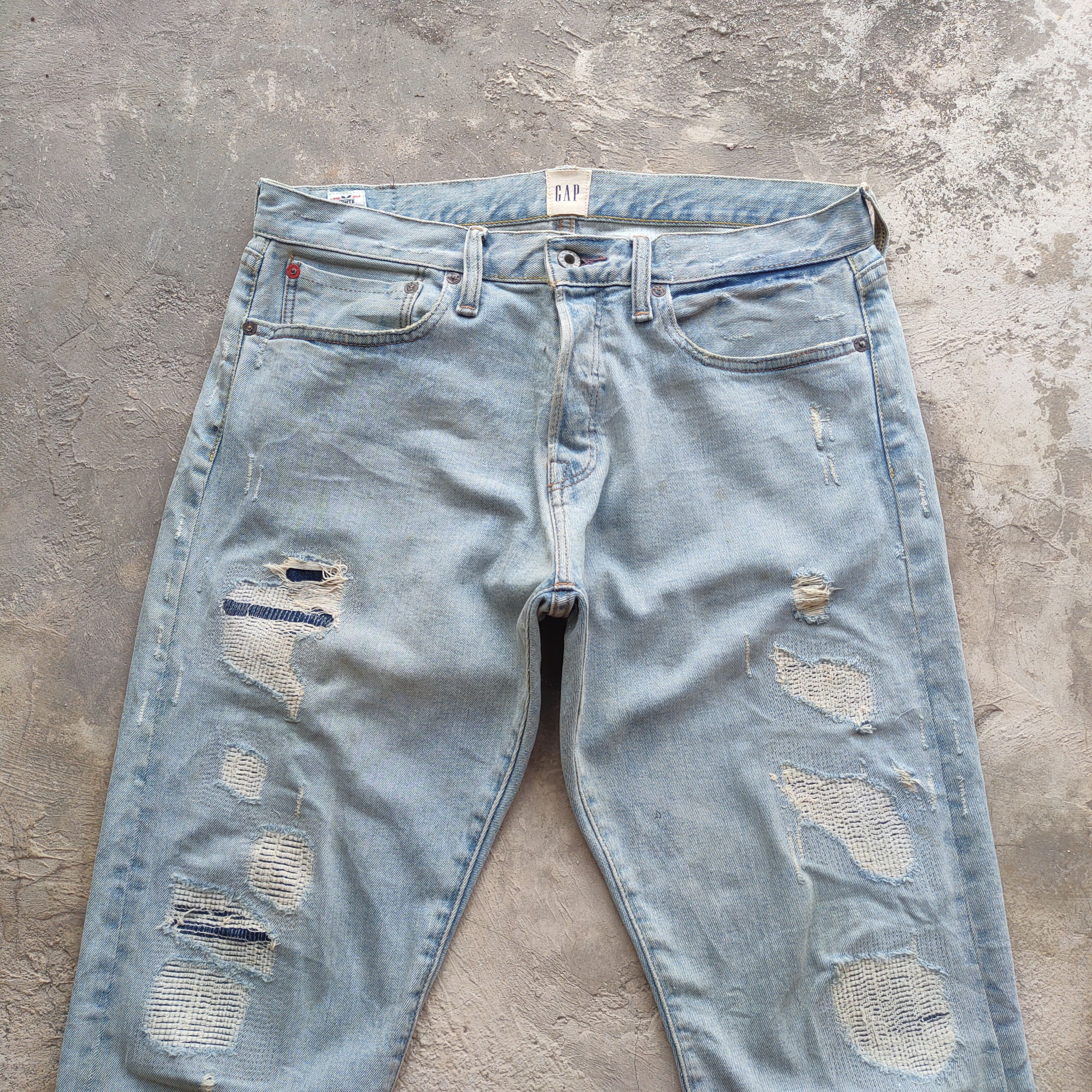 Gap W32 VINTAGE GAP FADED BLUE DISTRESSED JEAN PANTS Size US 32 / EU 48 - 4 Thumbnail