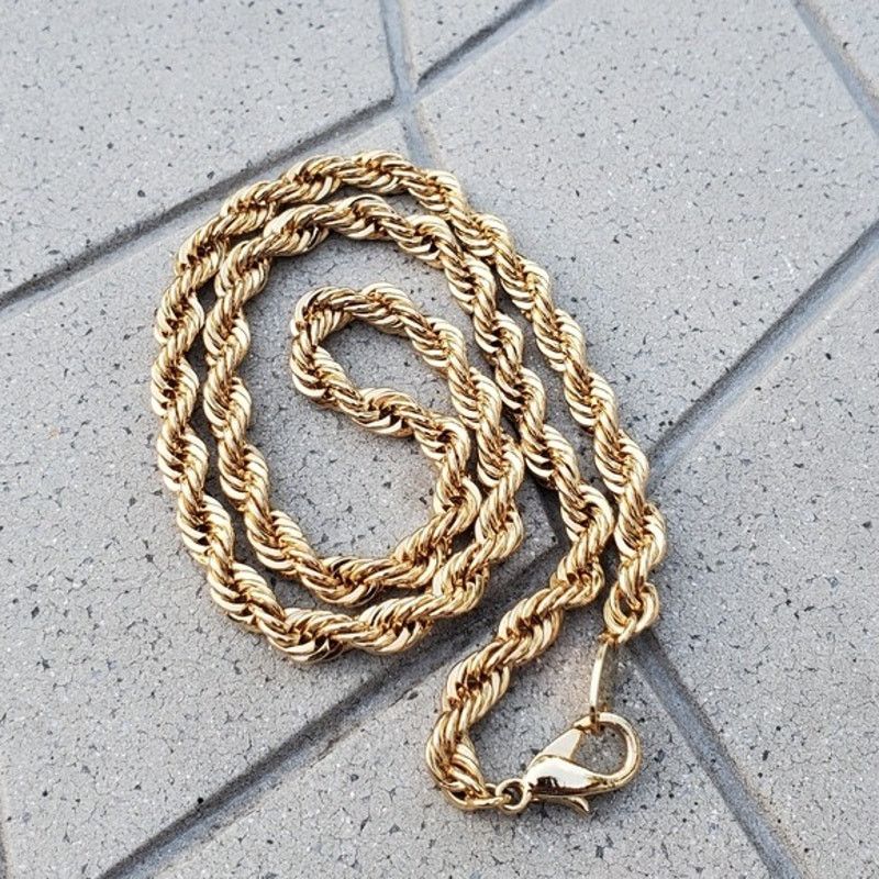 Vintage Vintage 14K Gold Plated Diamond Cut Rope Necklace Unisex Size ONE SIZE - 3 Thumbnail