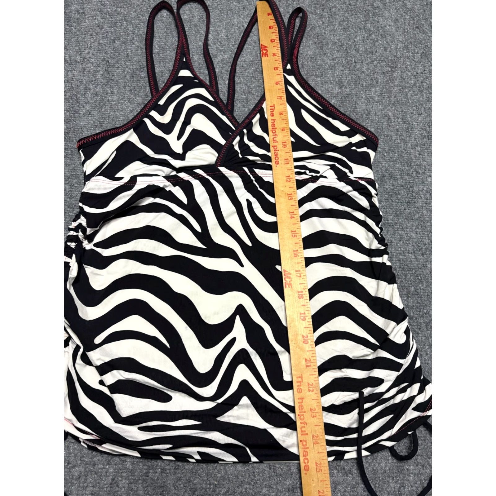 Vintage COLE OF CALIFORNIA Tankini Top Womens Juniors XL Zebra Black & White Padded Swimsuit Size XL Zebra Pattern Top Size XL / US 12-14 / IT 48-50 - 2 Thumbnail