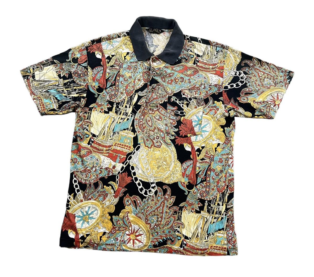 Designer Rare! Vintage Arnold Palmer Baroque Ship Royalty Chain Shirt Size US L / EU 52-54 / 3 - 1 Thumbnail