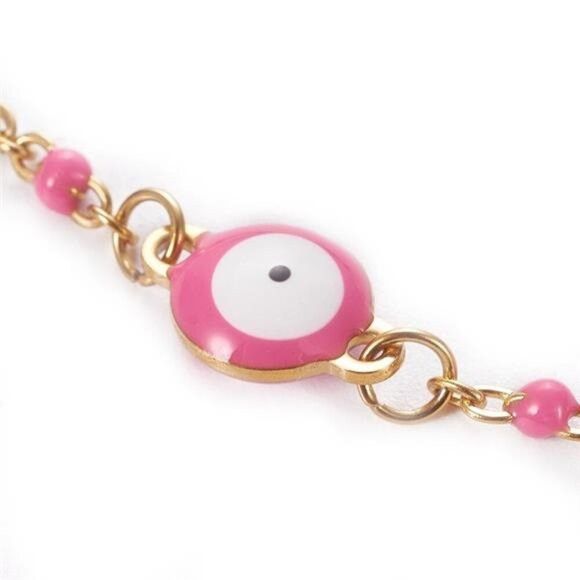 Other Pink Evil Eye Bracelet Enamel Adjustable Lobster Clasp Size ONE SIZE - 2 Thumbnail