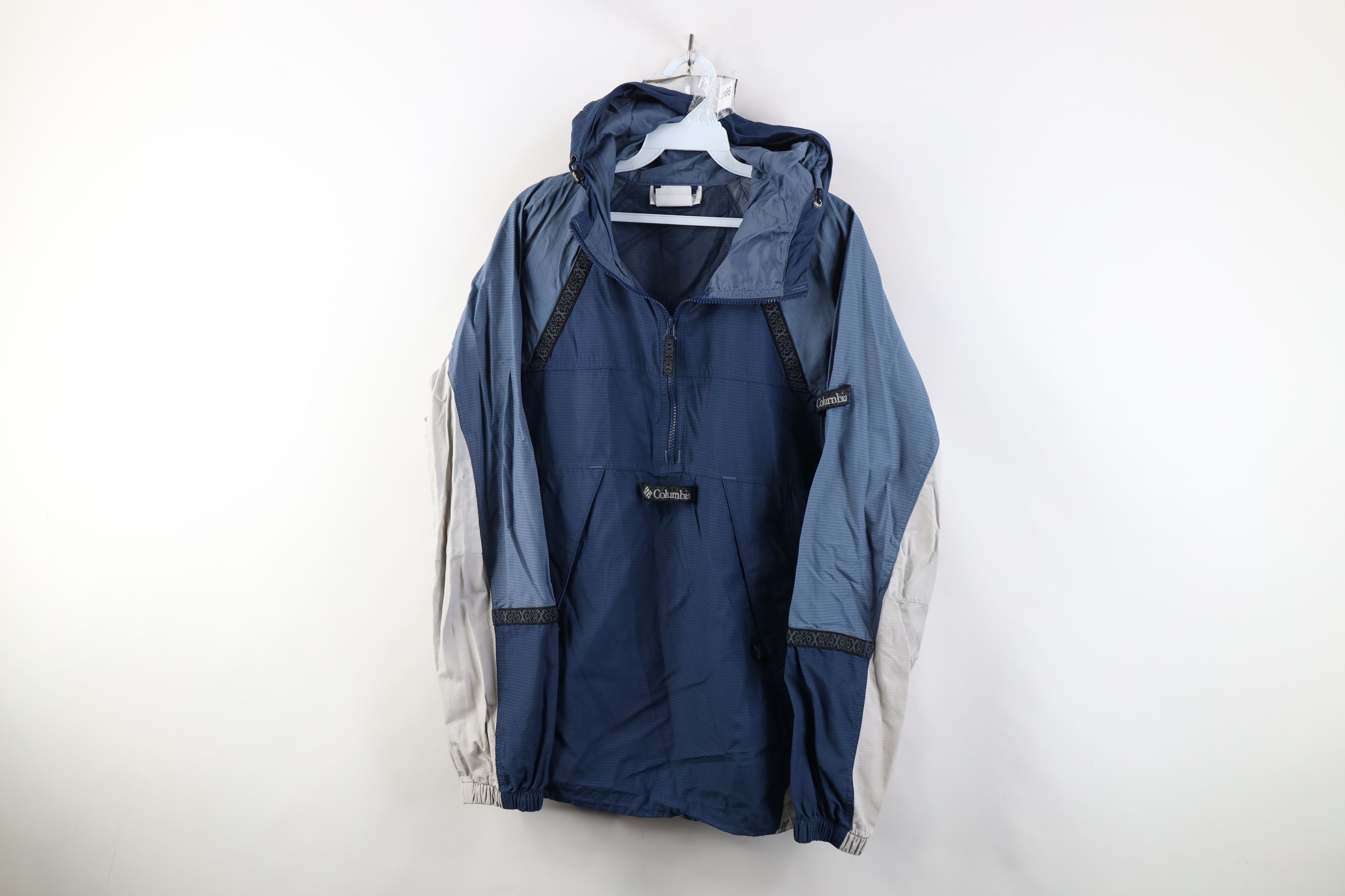 Columbia Vintage 90s Columbia Packable Hooded Anorak Jacket Blue Size US M / EU 48-50 / 2 - 1 Thumbnail