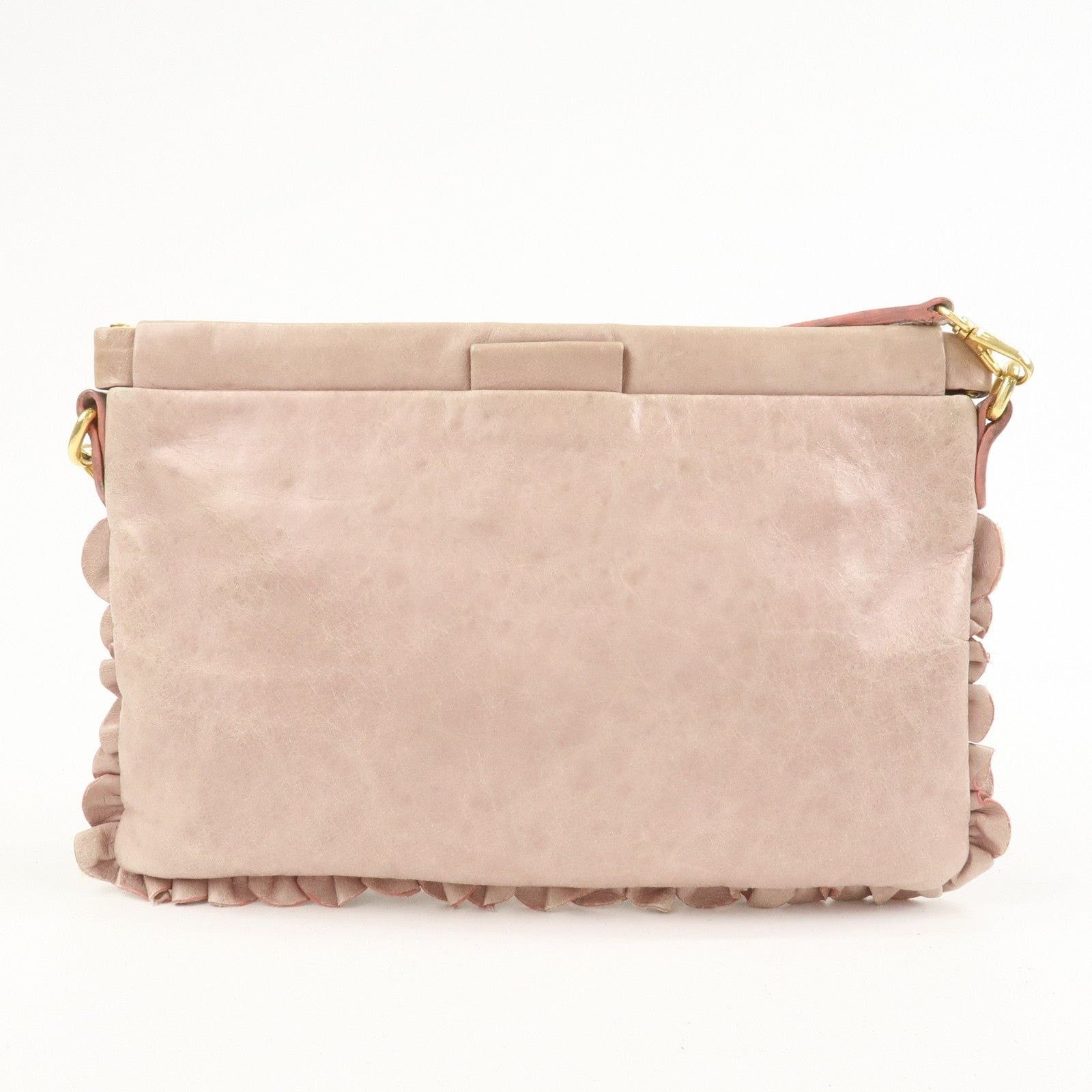 Miu Miu Miu Miu Logo Frilled Calfskin Crossbody Bag Pink Size ONE SIZE - 2 Thumbnail