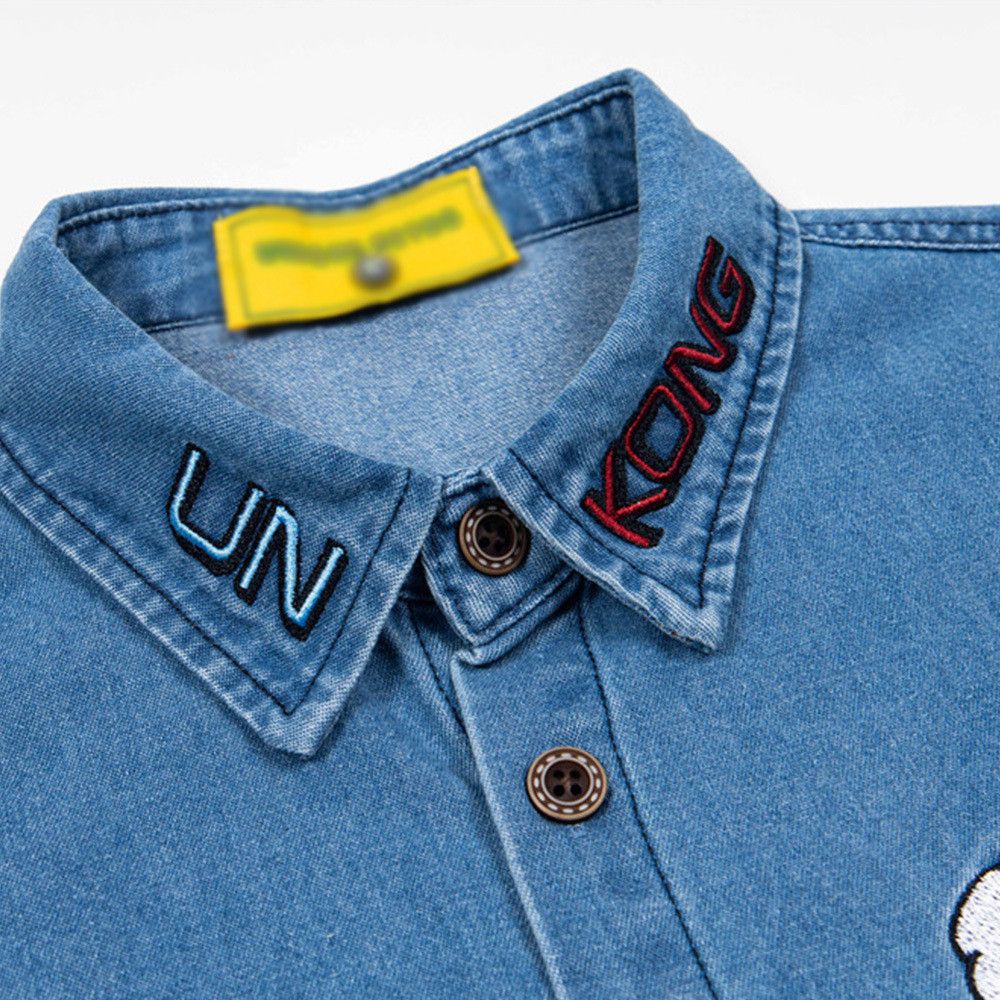 Japanese Brand × Vintage Cartoon puppy embroidered denim short-sleeved shirt Size US M / EU 48-50 / 2 - 3 Thumbnail