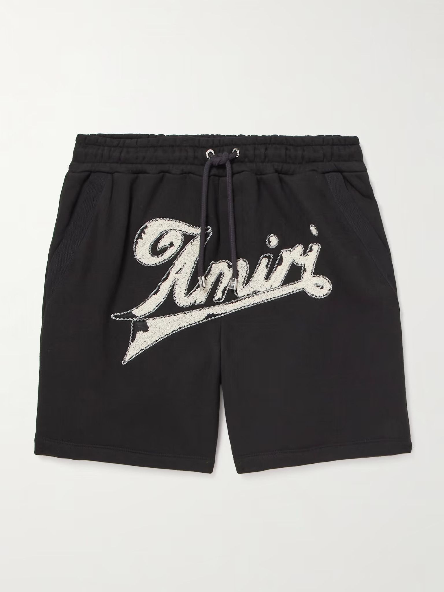 Amiri o1s1wg110126 Straight-Leg Logo-Flocked Shorts in Black Size US 34 / EU 50 - 1 Thumbnail