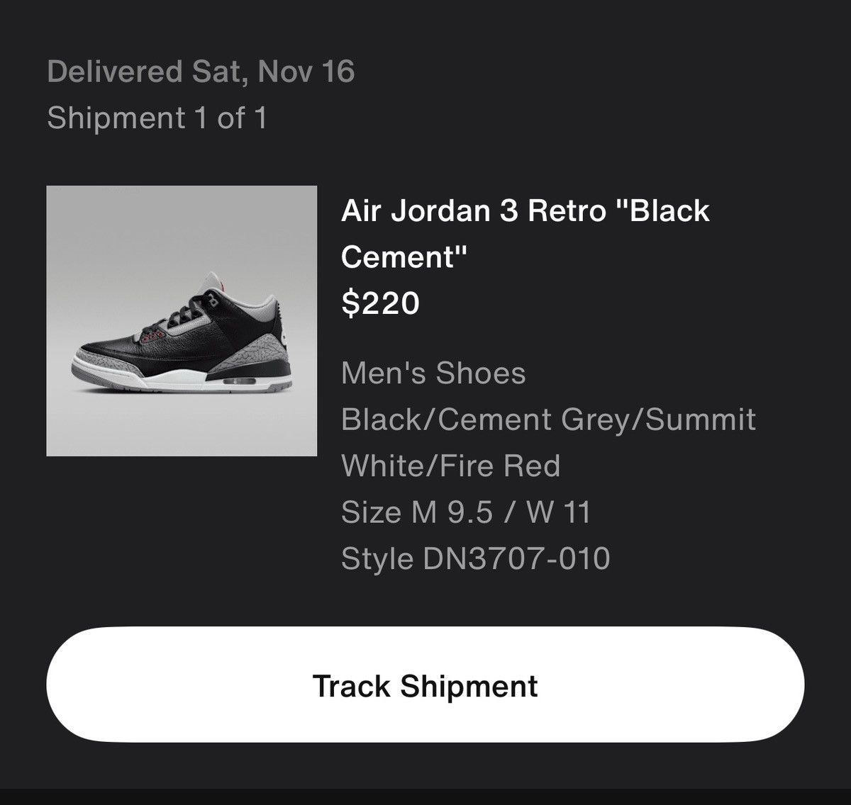 Jordan Brand JORDAN 3 BLACK CEMENT Size US 9.5 / EU 42-43 - 12 Thumbnail