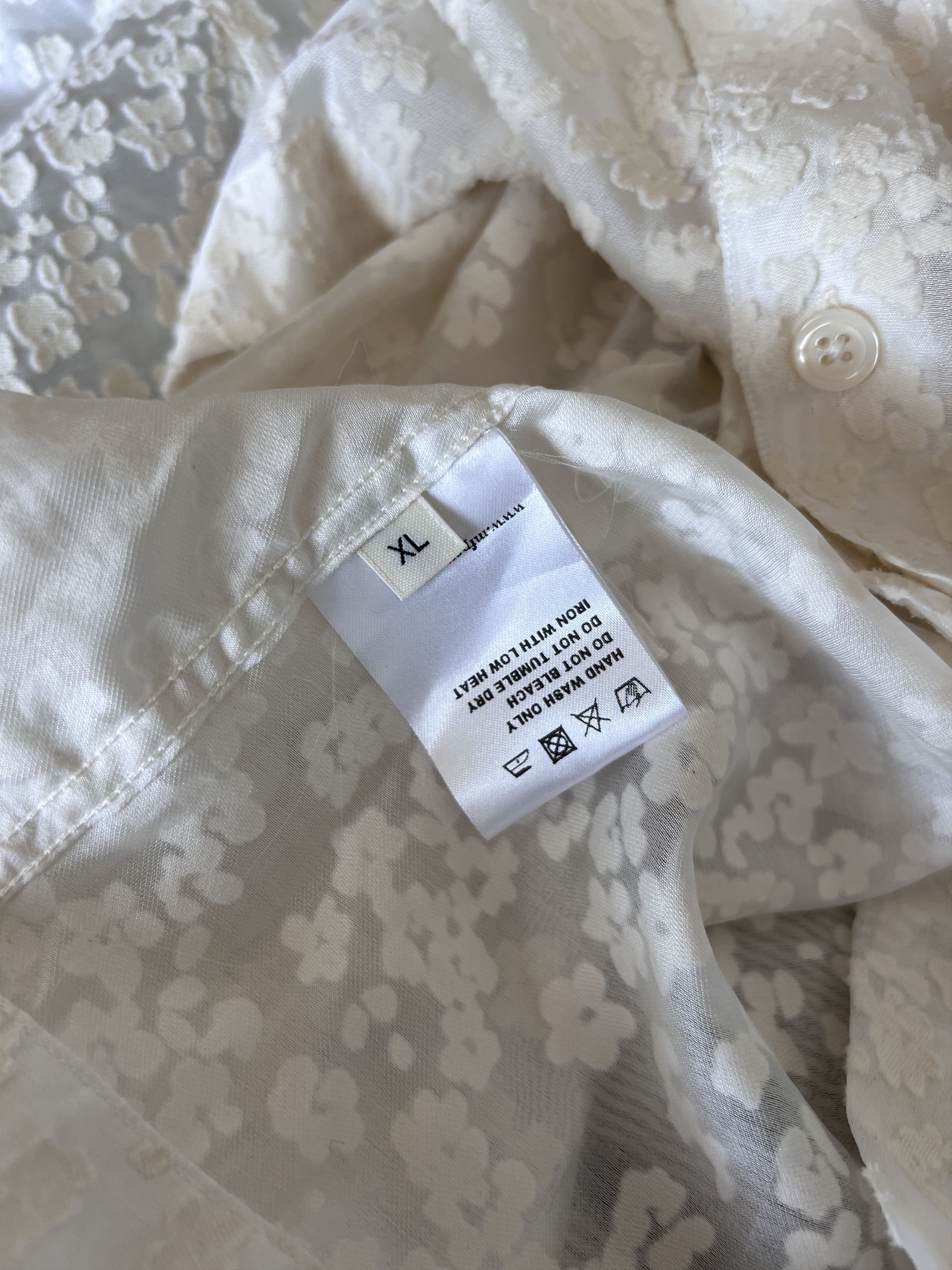 Mfpen mfpen Sheer Floral Holiday Button Up Shirt in White Size US XL / EU 56 / 4 - 8 Thumbnail