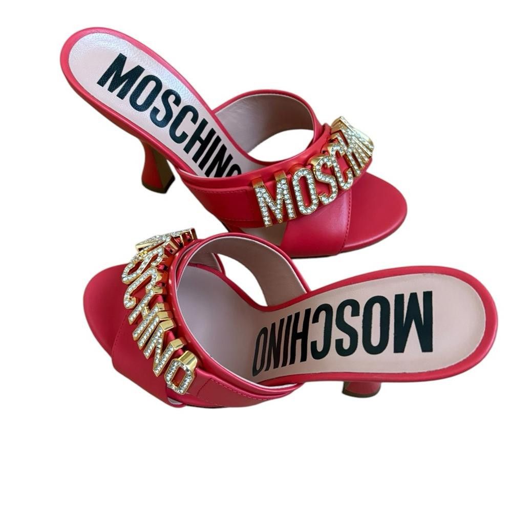 Moschino Moschino Couture Crystal Embellished Leather Orange Sandal Size US 6 / IT 36 - 12 Thumbnail