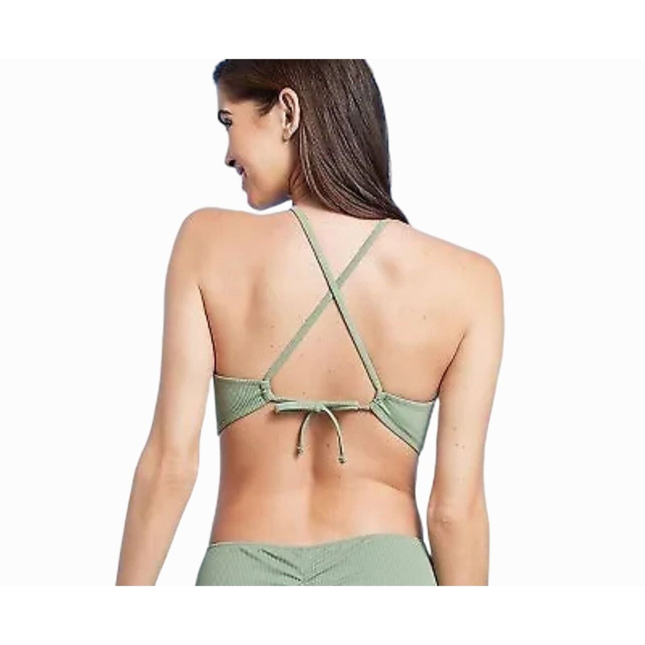Other Shade & Shore - Women's Ribbed Longline V-Wire Bikini Top - Size ONE SIZE - 2 Thumbnail