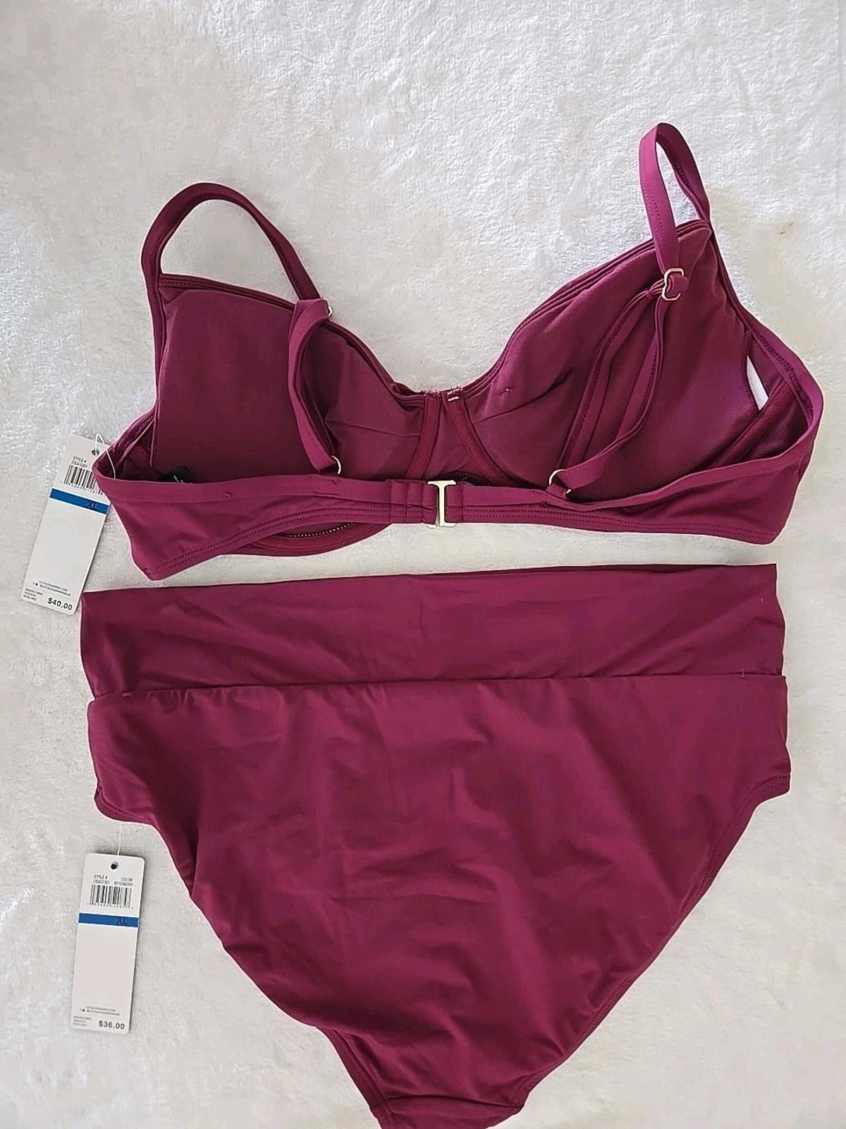 Catalina NWT $76 Catalina Women's 2 pcs Swimsuit Bikini XL Underwire Size ONE SIZE - 2 Thumbnail