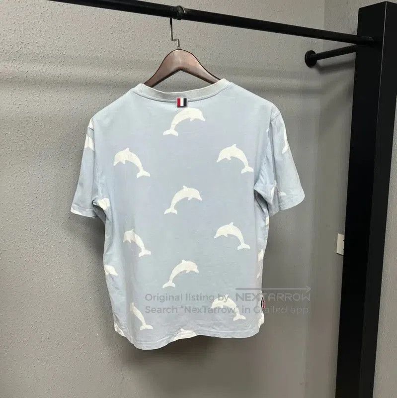 Thom Browne Thom Browne Light Blue Cotton Dolphin T-Shirt . Size M / US 6-8 / IT 42-44 - 2 Thumbnail