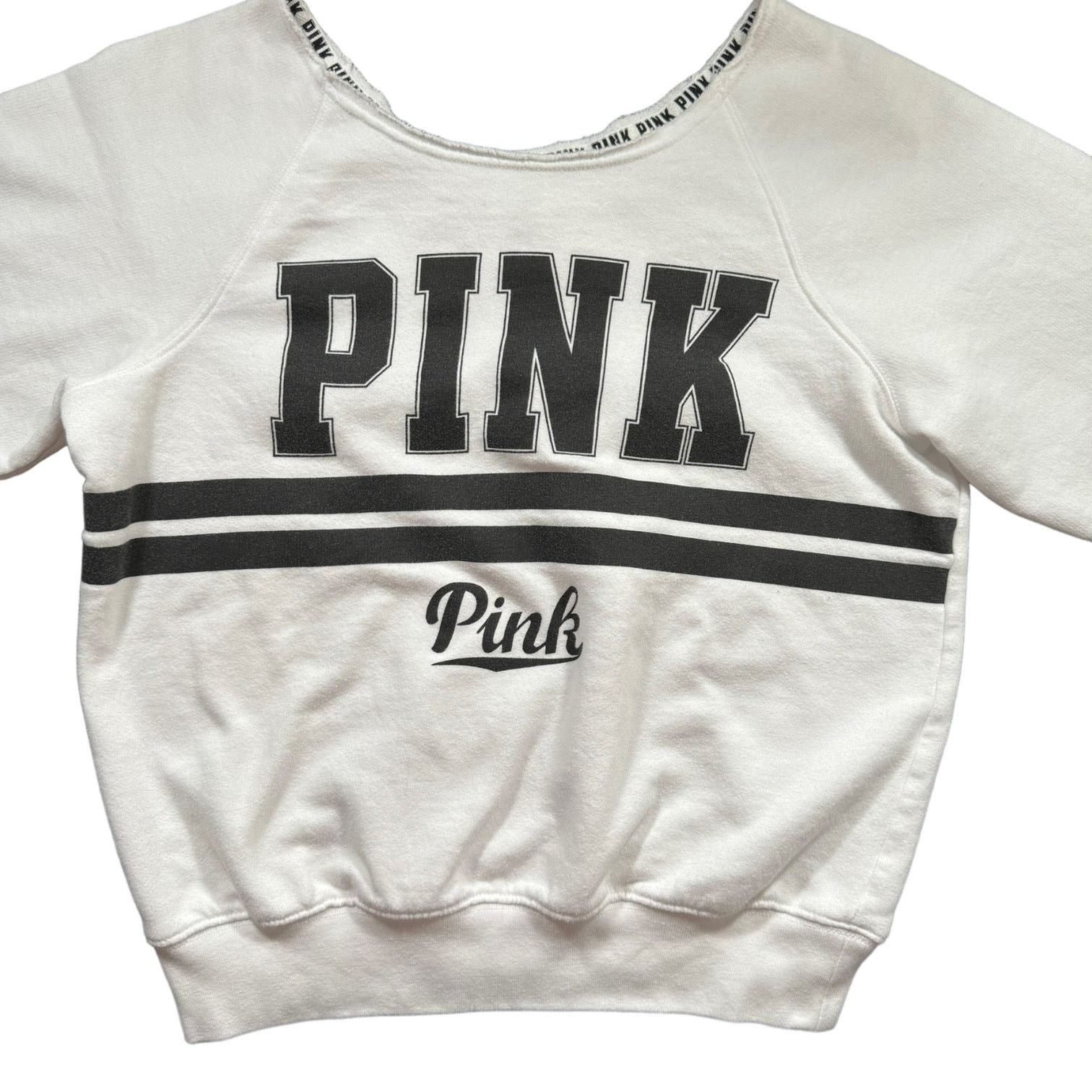 Pink PINK Sweatshirt White with Black Lettering Extra Small Size XS / US 0-2 / IT 36-38 - 2 Thumbnail