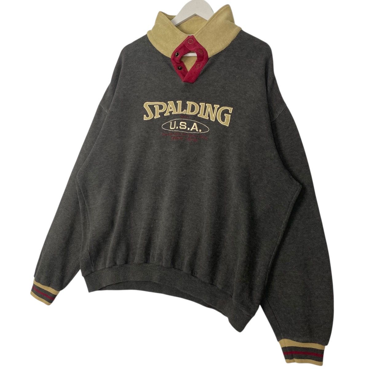 Vintage Vintage 90s Spalding Sweatshirt Collar Neck Gray Size XL Size US XL / EU 56 / 4 - 2 Thumbnail