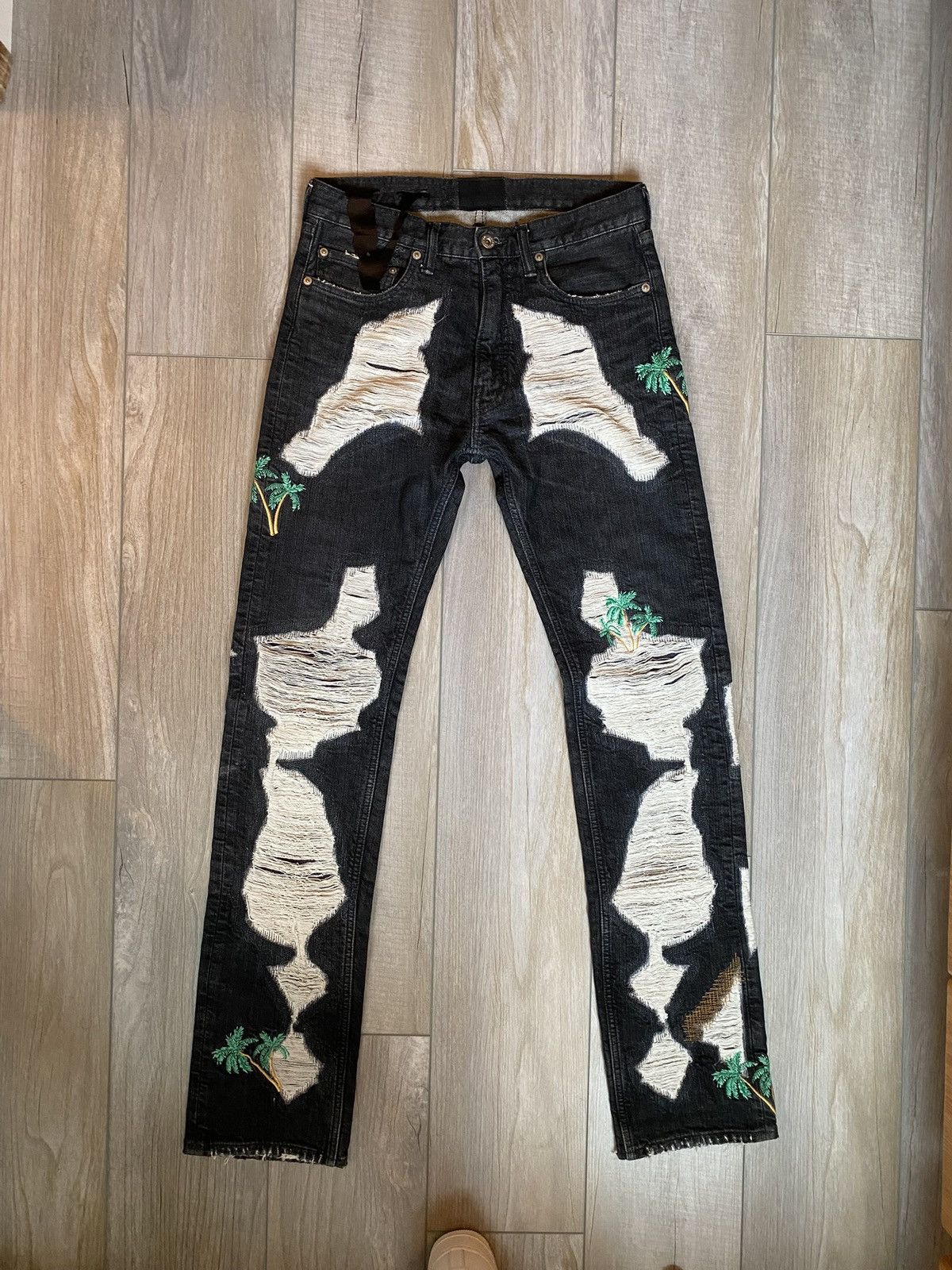 Vlone VLONE RUNWAY White Palm Tree Denim Jeans | Grailed