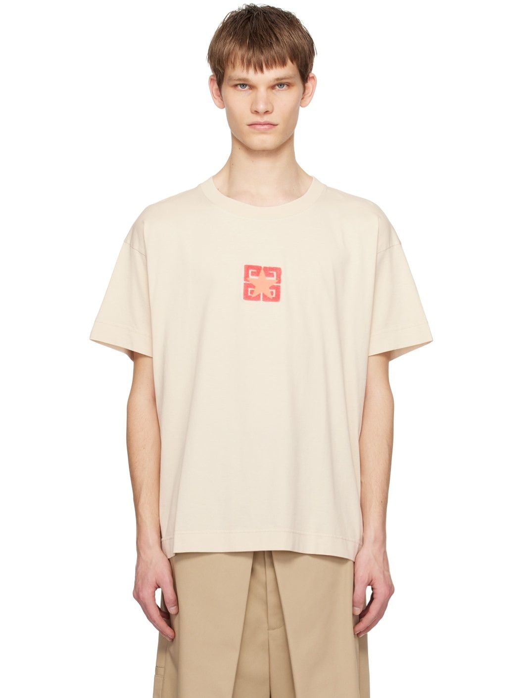 Givenchy o1srvl11e0225 4G Stars T-Shirt in Light Beige Size US M / EU 48-50 / 2 - 3 Thumbnail